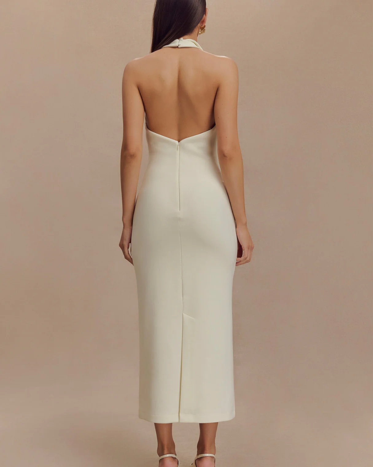 Akilina Halter Midi Dress in Ivory - Image 4