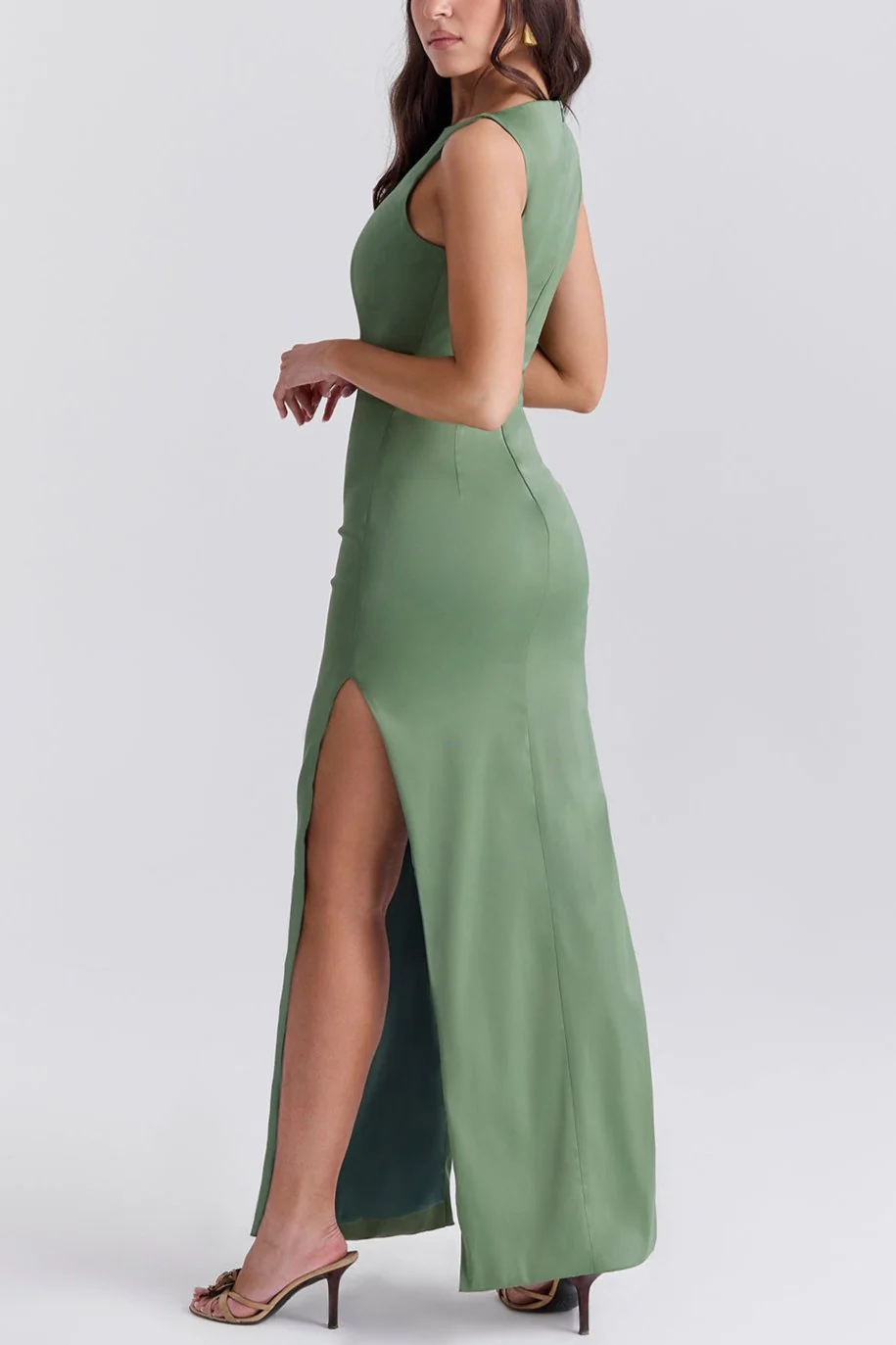 Alana Olive Boat Neck Maxi Dress - Image 3
