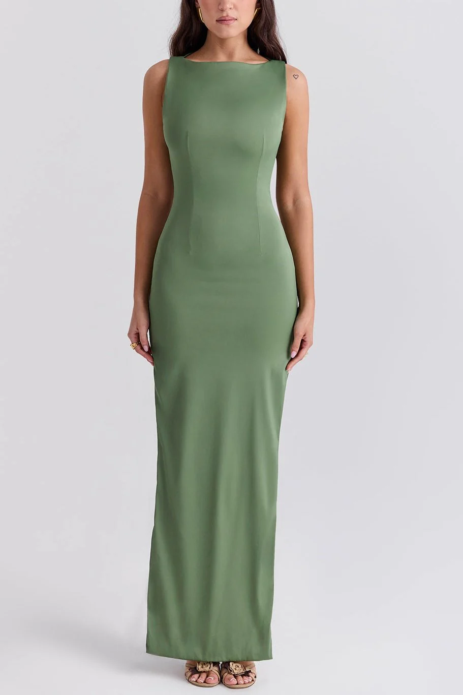 Alana Olive Boat Neck Maxi Dress - Image 7