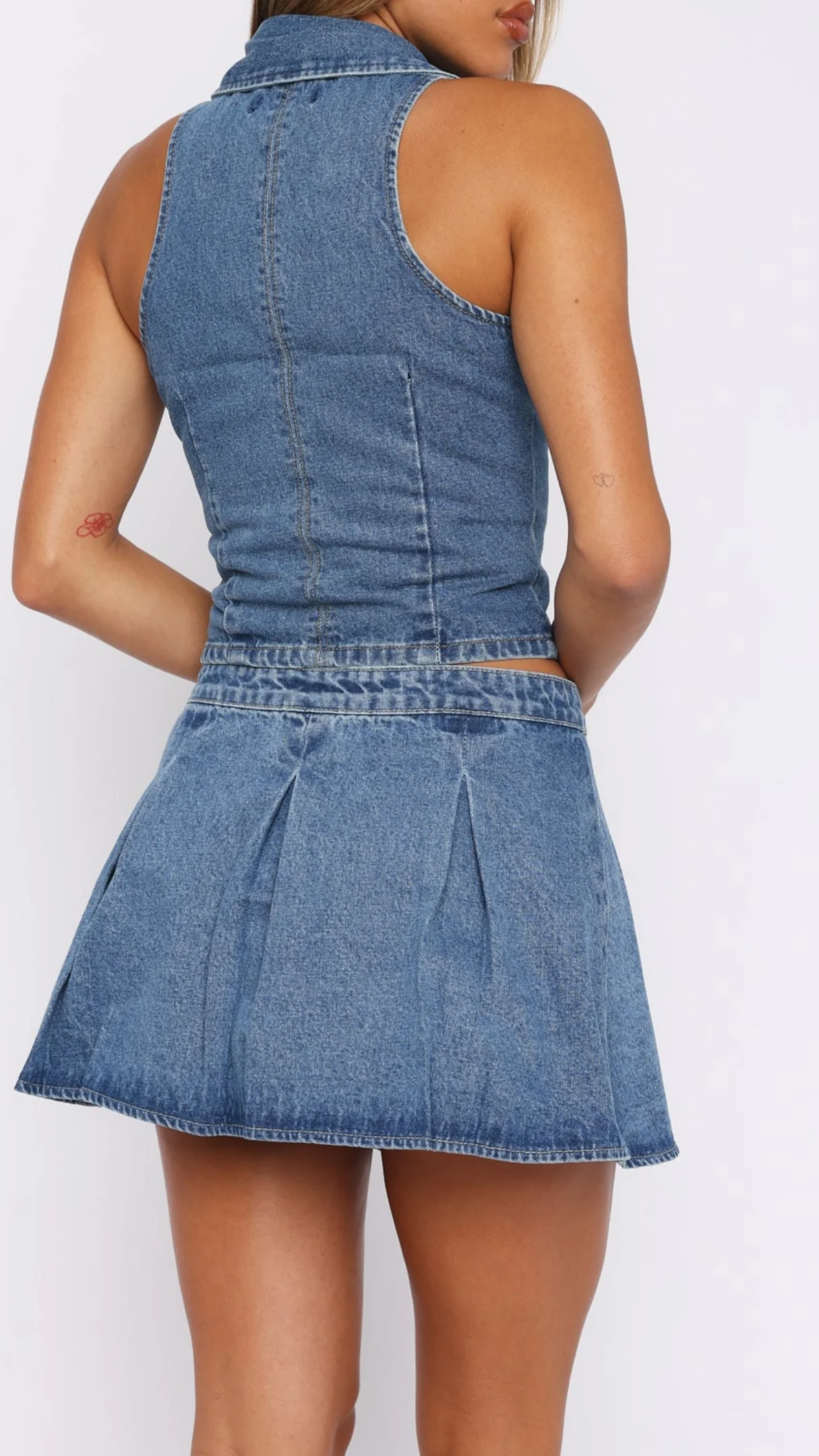 Alessia Whispers Denim Mini Skirt Mid Blue - Image 4