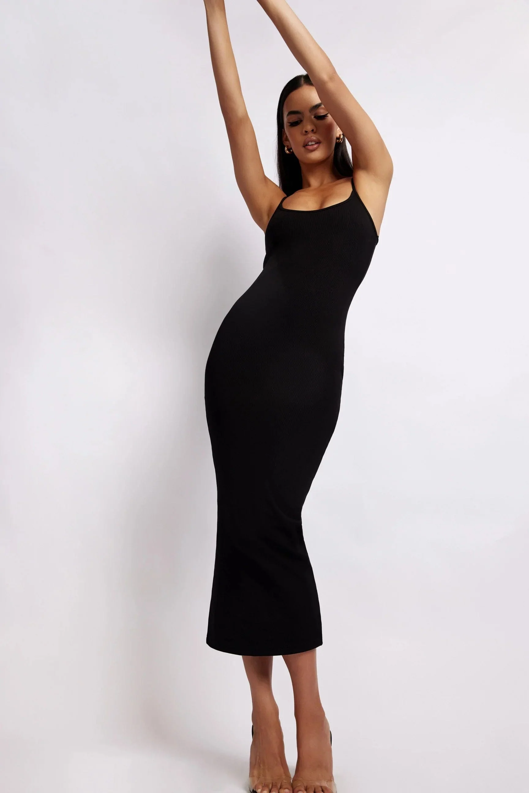 ALEXIS Ribbed Cami Midi Dress in Black - Image 6