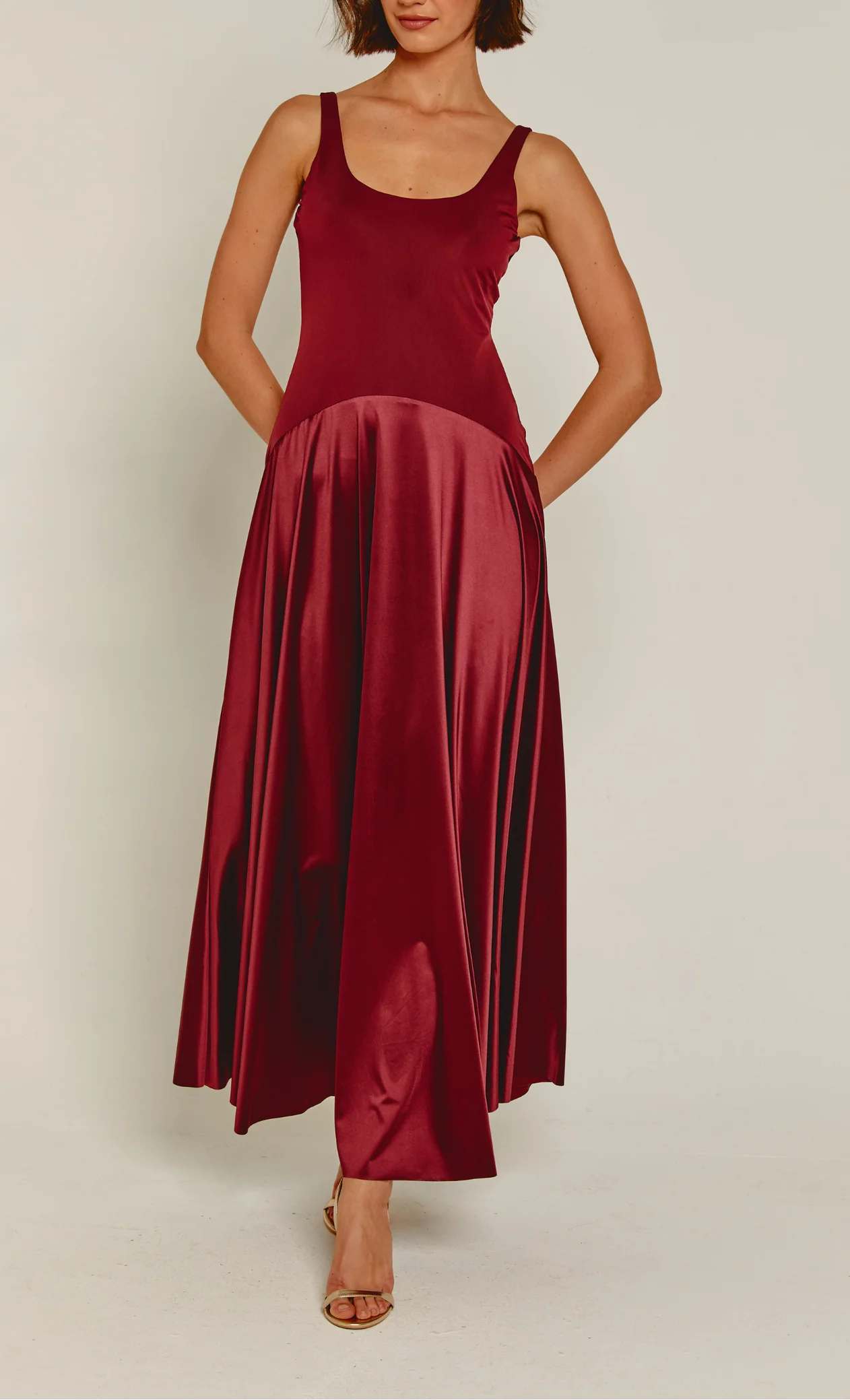 Amelia Satin Flared Dress - Image 2