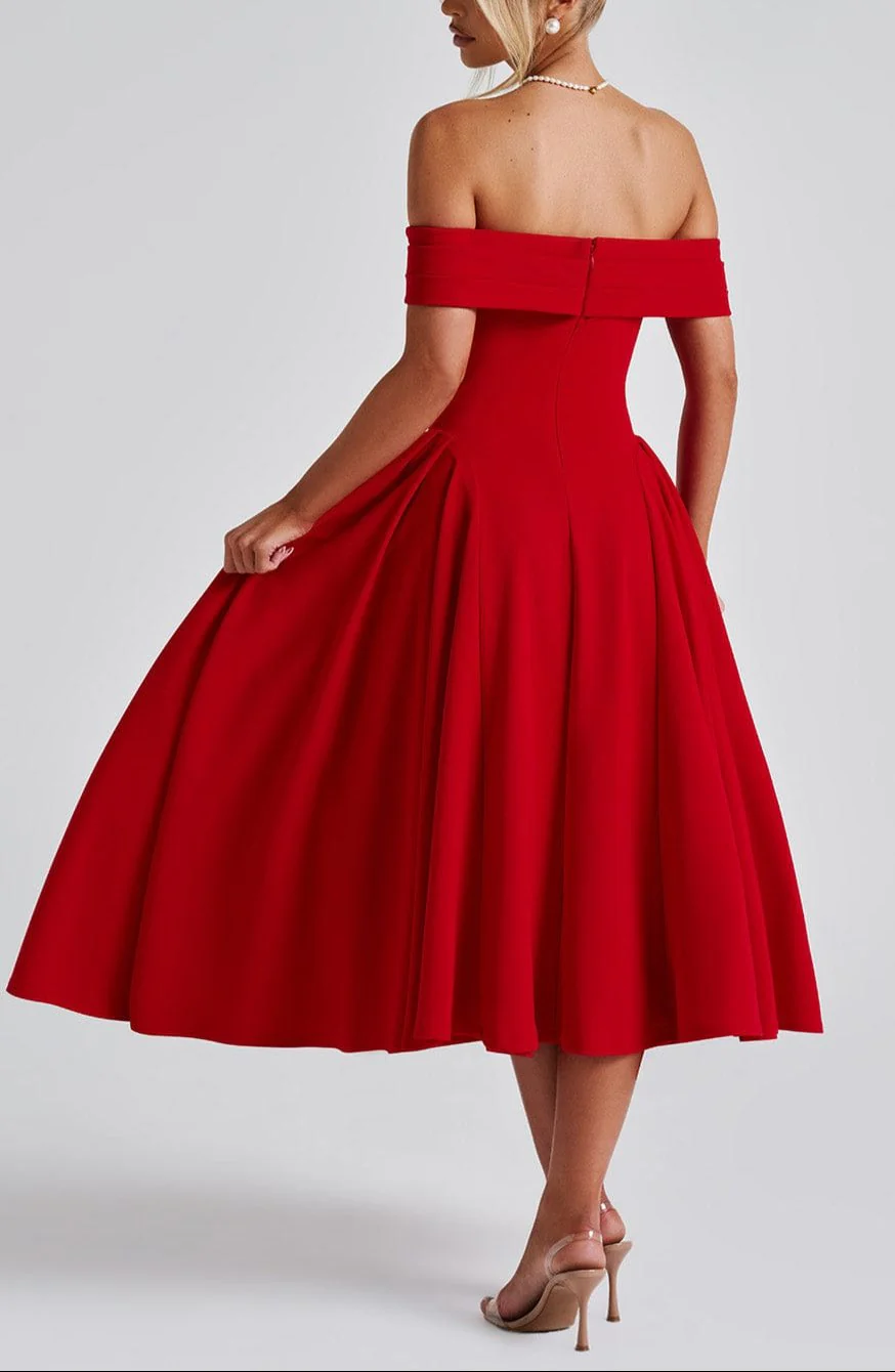 Alisa Midi Dress in Red - Image 4