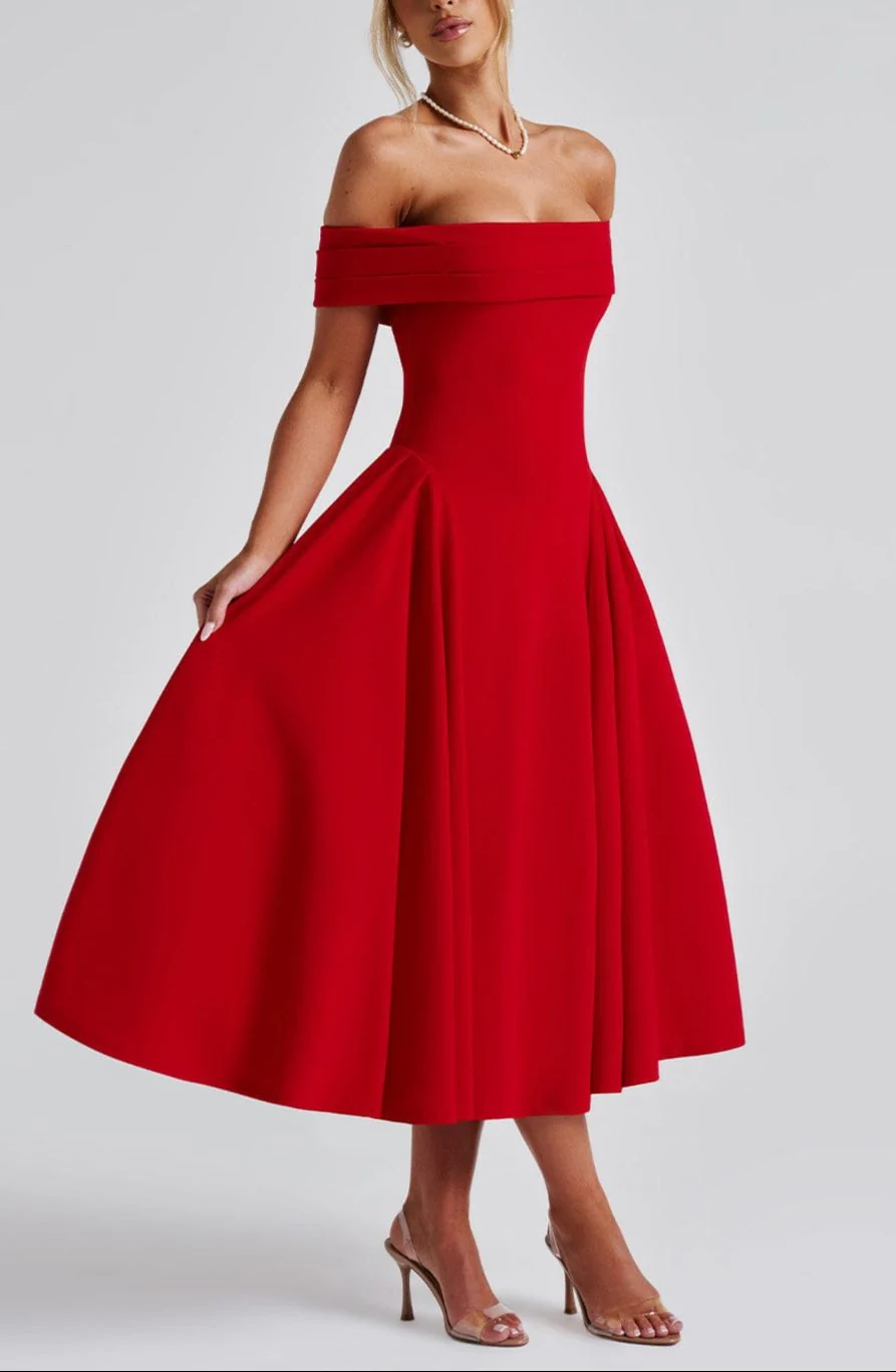 Alisa Midi Dress in Red - Image 7