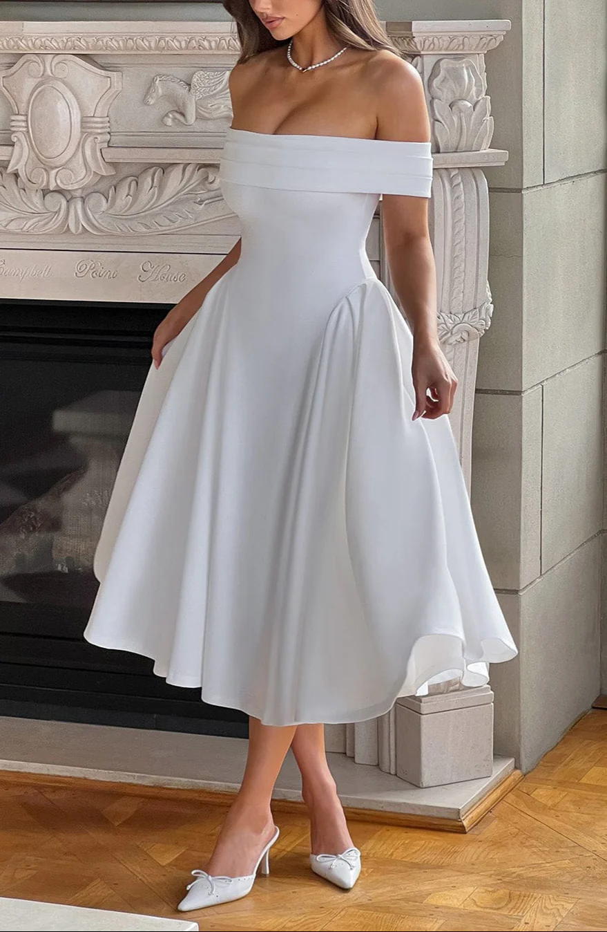 Alisa Midi Dress in White - Image 2