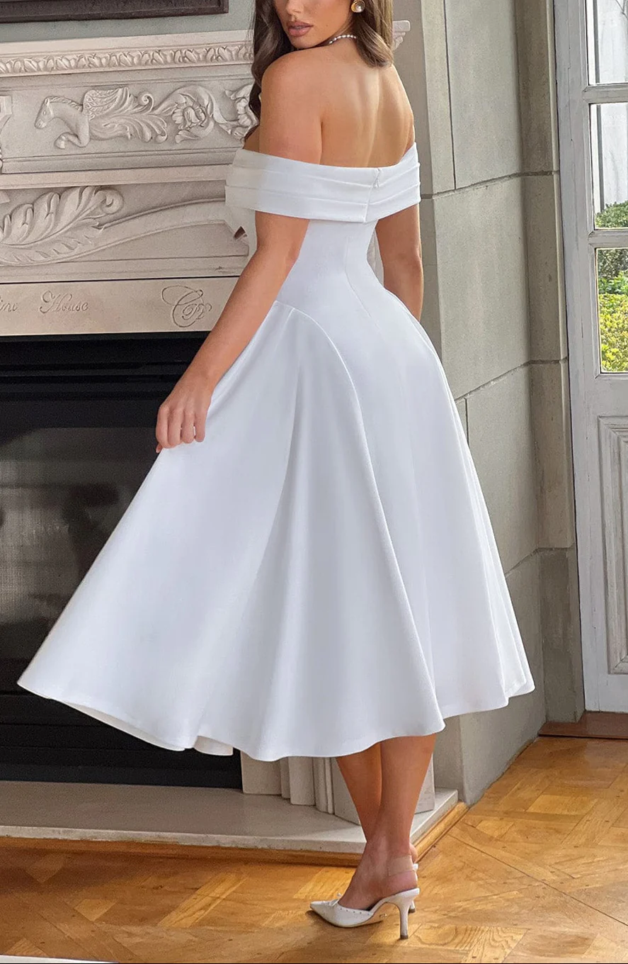 Alisa Midi Dress in White - Image 3