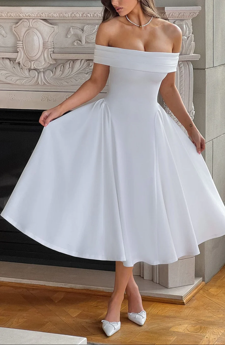Alisa Midi Dress in White - Image 4