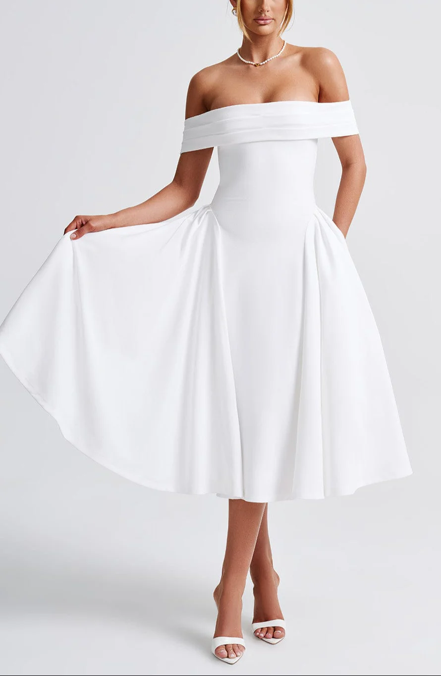 Alisa Midi Dress in White - Image 7