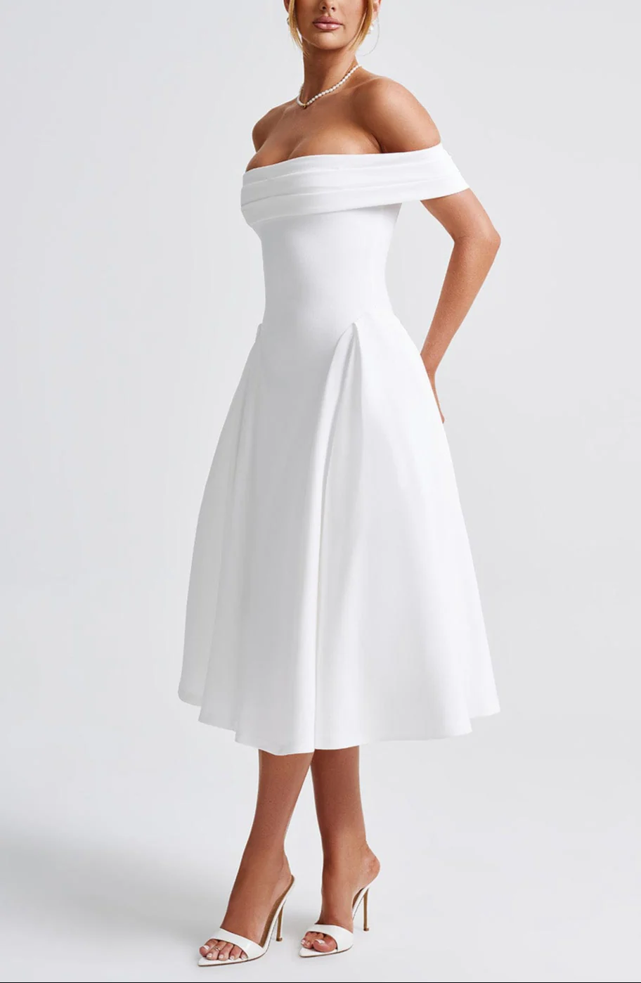 Alisa Midi Dress in White - Image 8