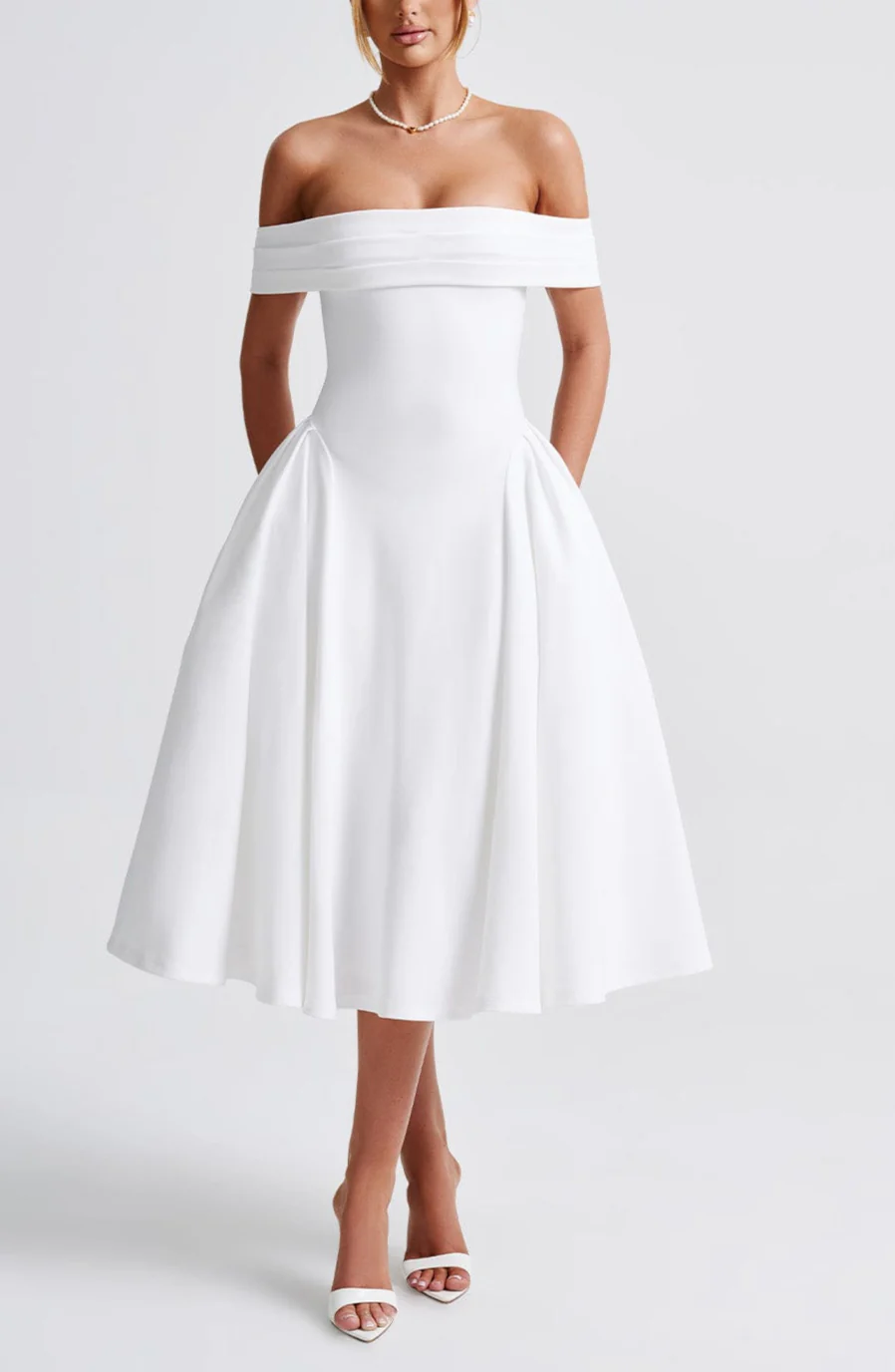 Alisa Midi Dress in White - Image 9