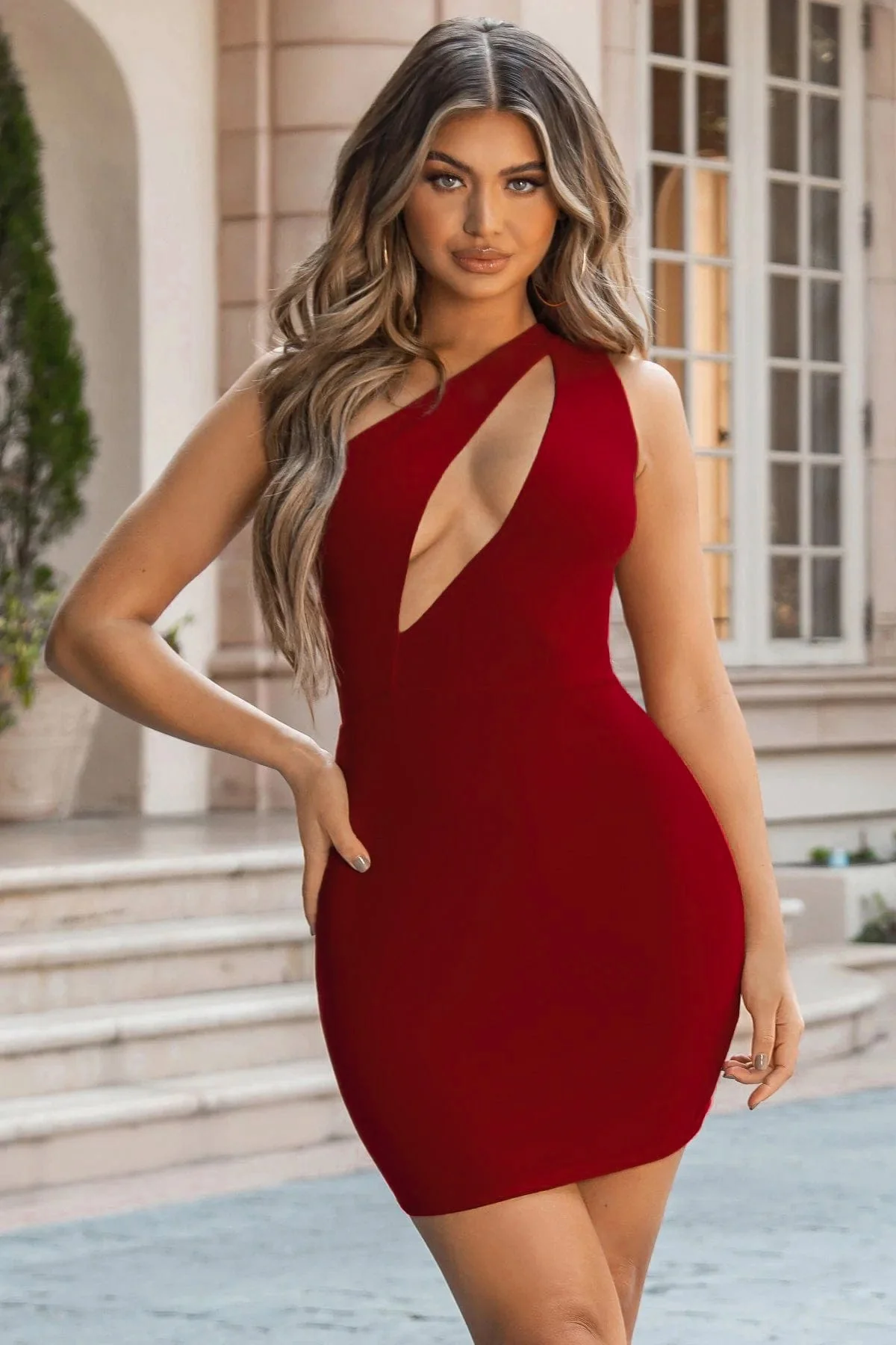 ALL YOURS  ASYMMETRIC CUT OUT MINI DRESS - Image 2
