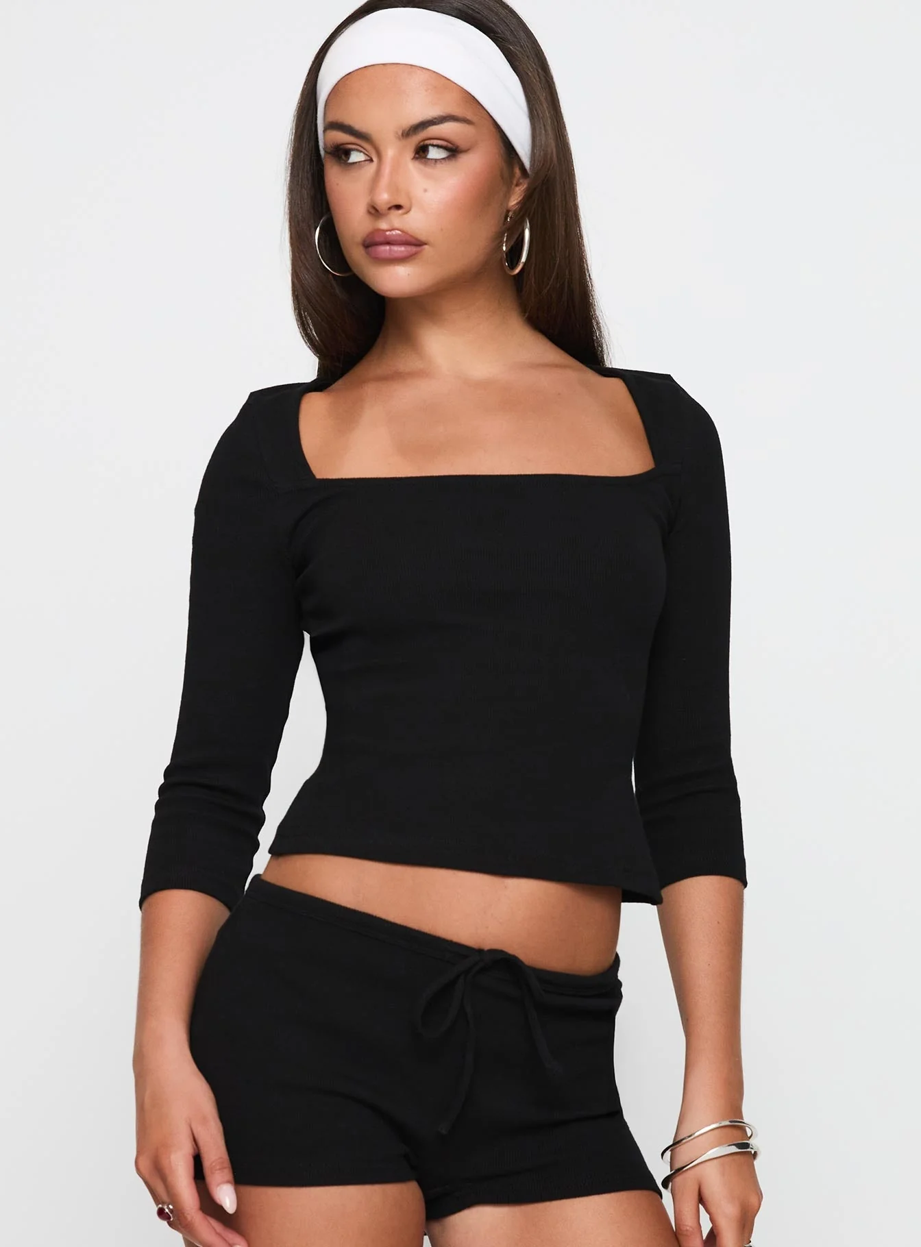 Allure Ribbed Top in Black - Image 3