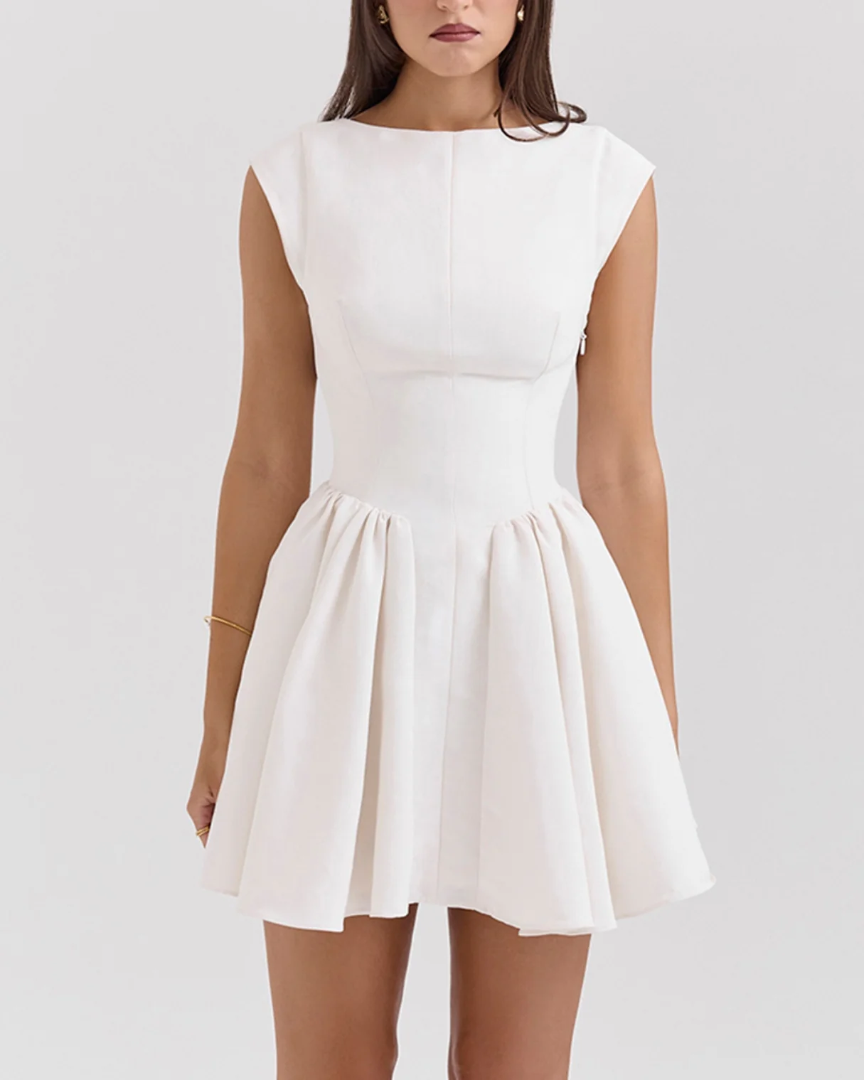 Alvina Open Back Mini Dress in White - Image 3