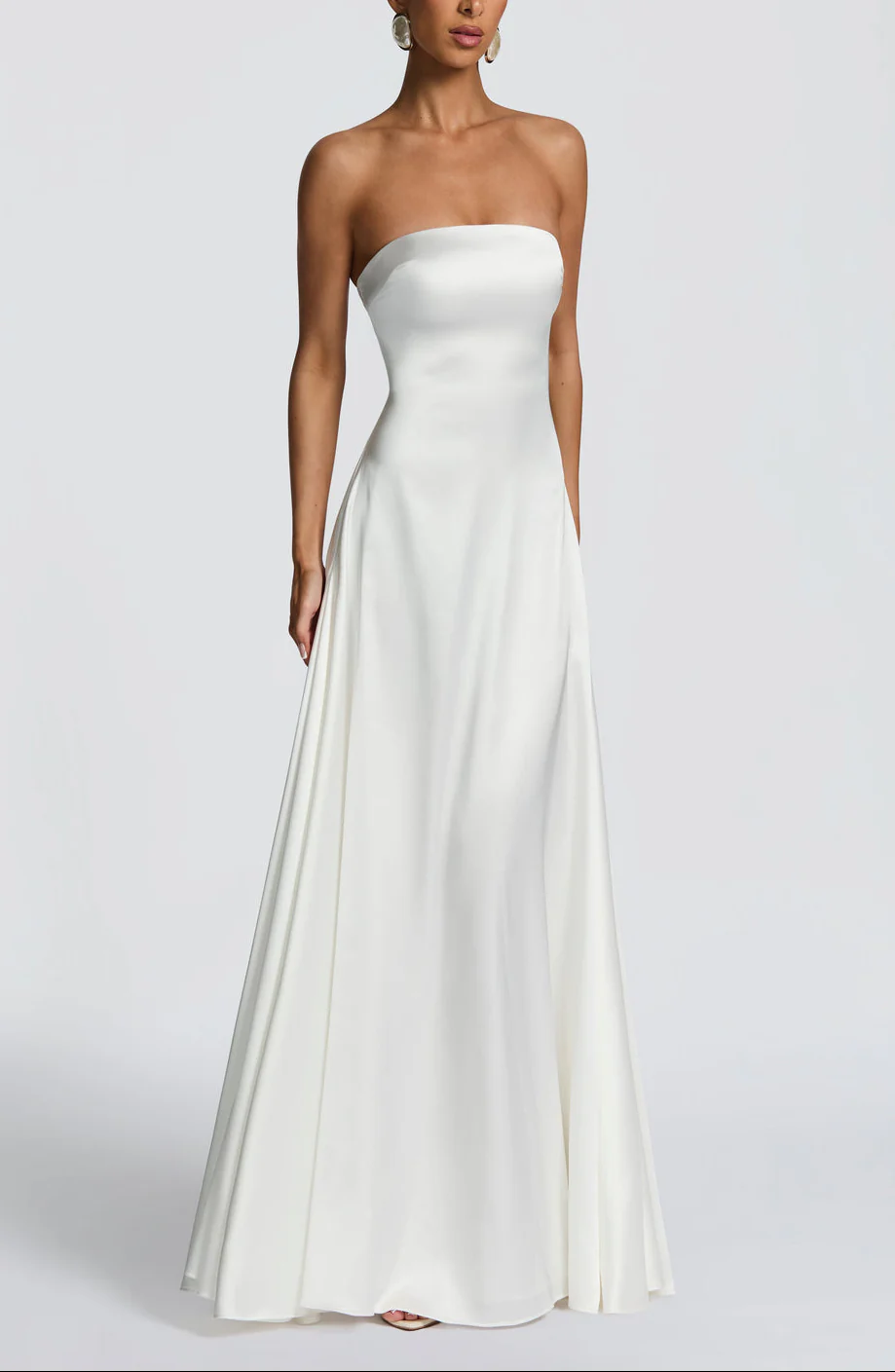 Amalfi Satin Strapless Maxi Dress with Scarf - Green - Image 22