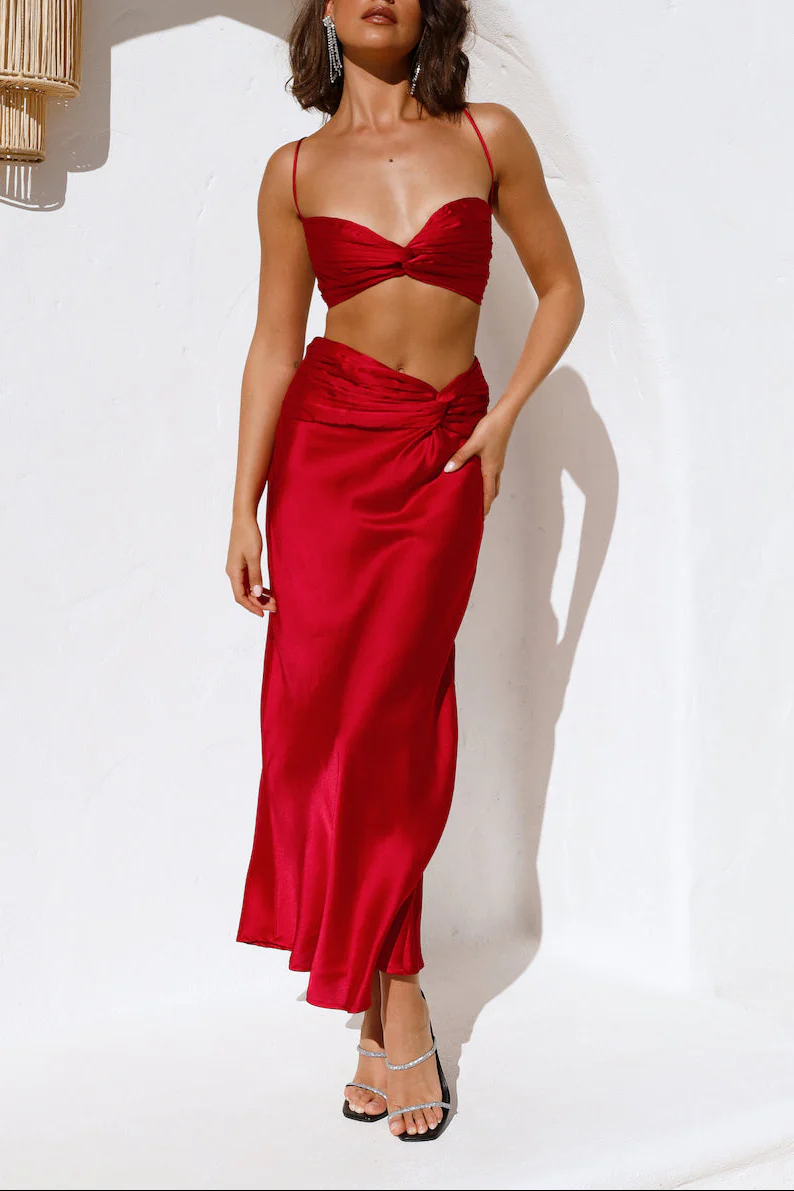 Amelie Bandeau Crop Top Red - Image 5