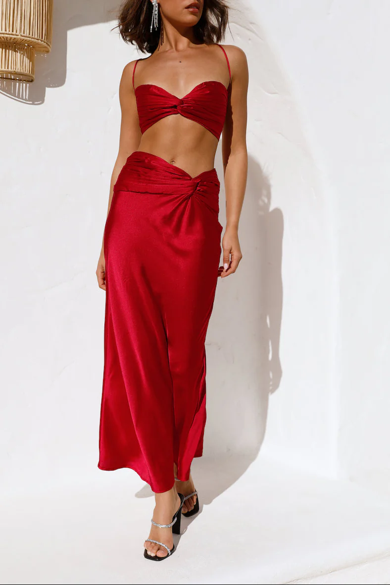 Amelie Bandeau Crop Top Red - Image 6