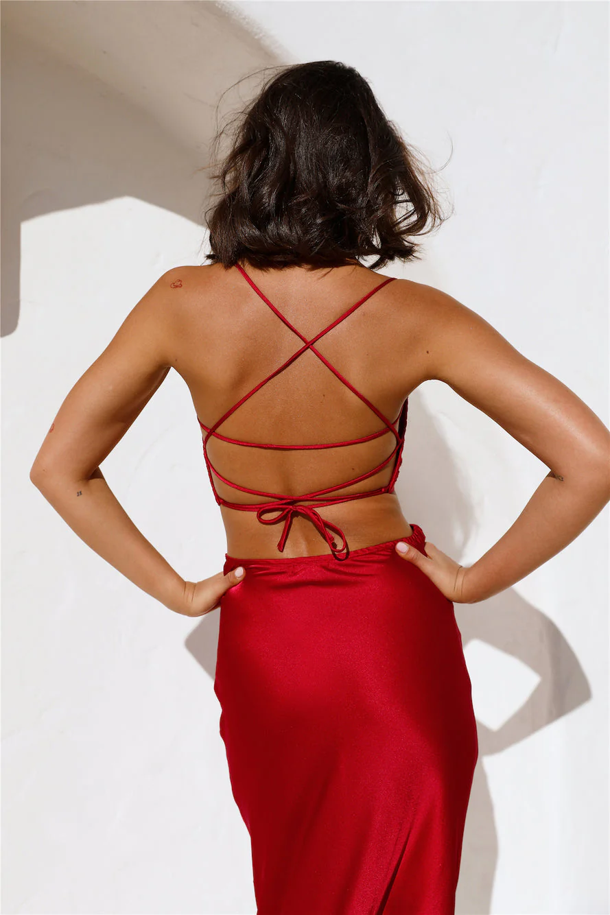 Amelie Bandeau Crop Top Red - Image 7