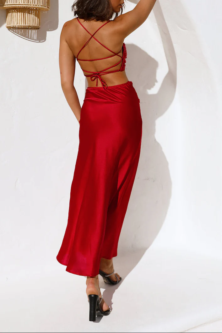 Amelie Bandeau Crop Top Red - Image 8