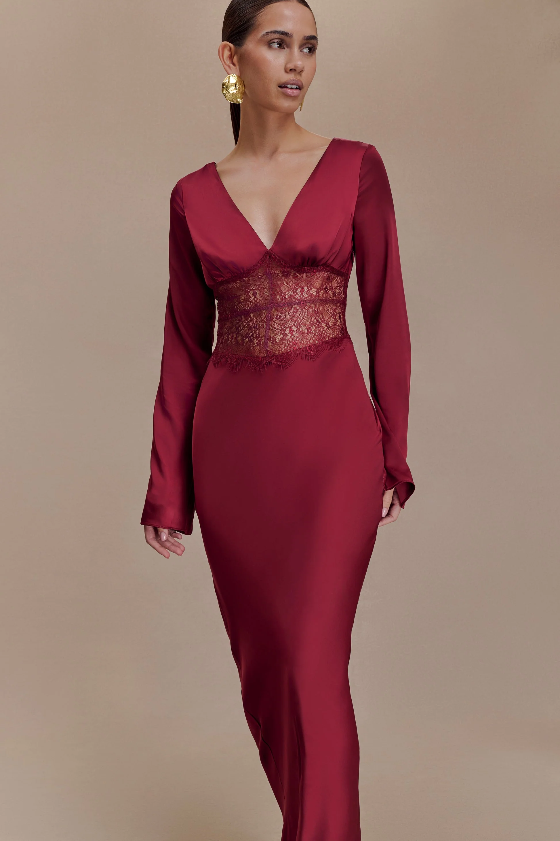 Anamaria Satin and Lace Maxi Dress