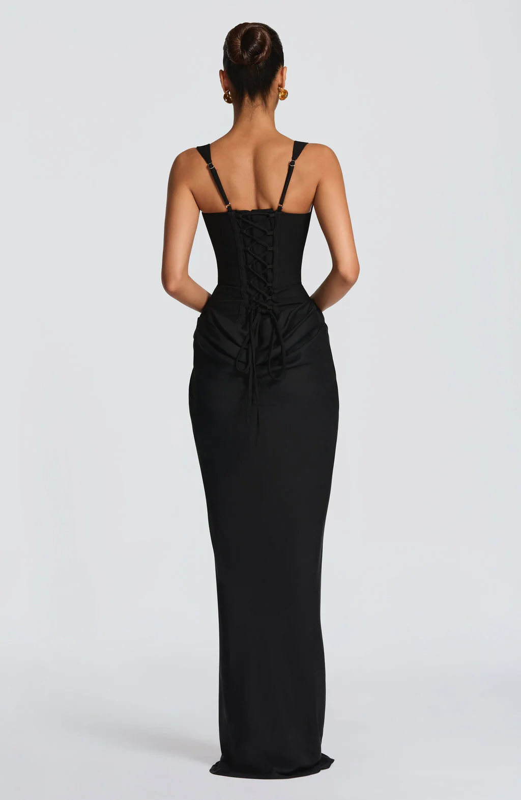 Anelina Satin Draped Maxi Gown in White - Image 14