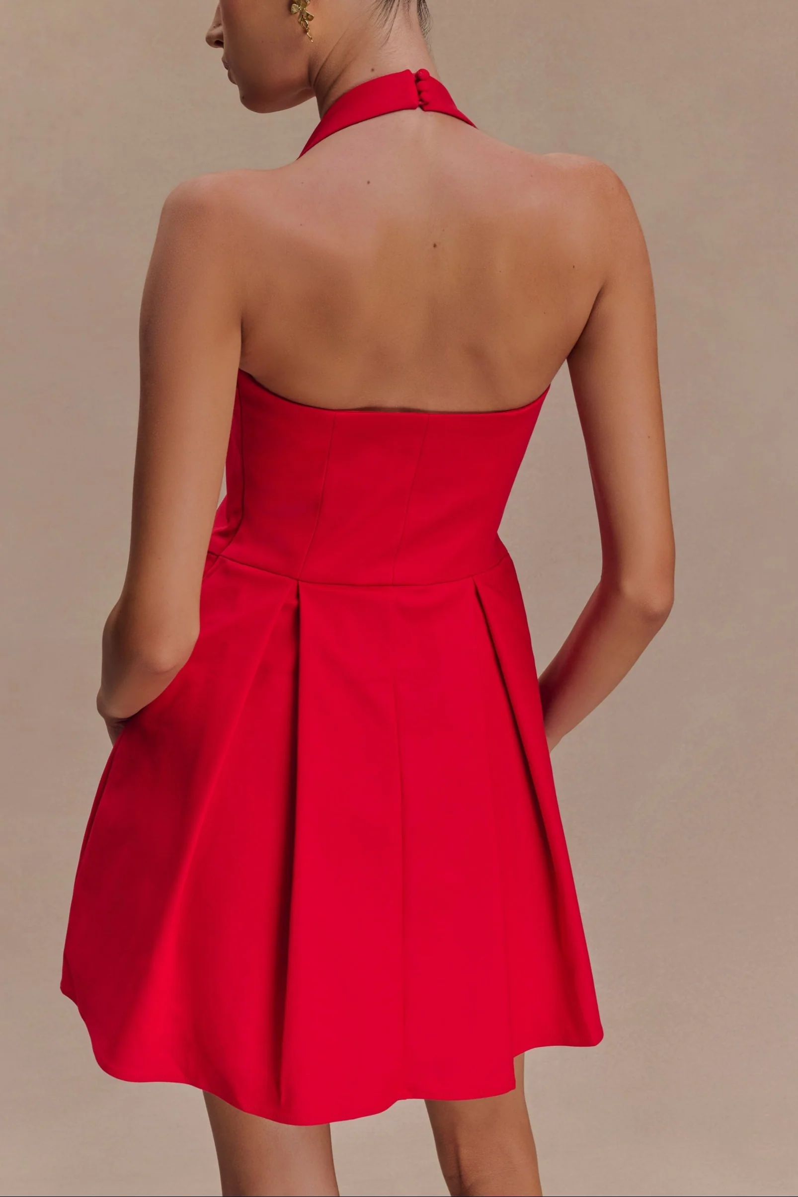 Anfima Halter Mini Dress in Red - Image 5