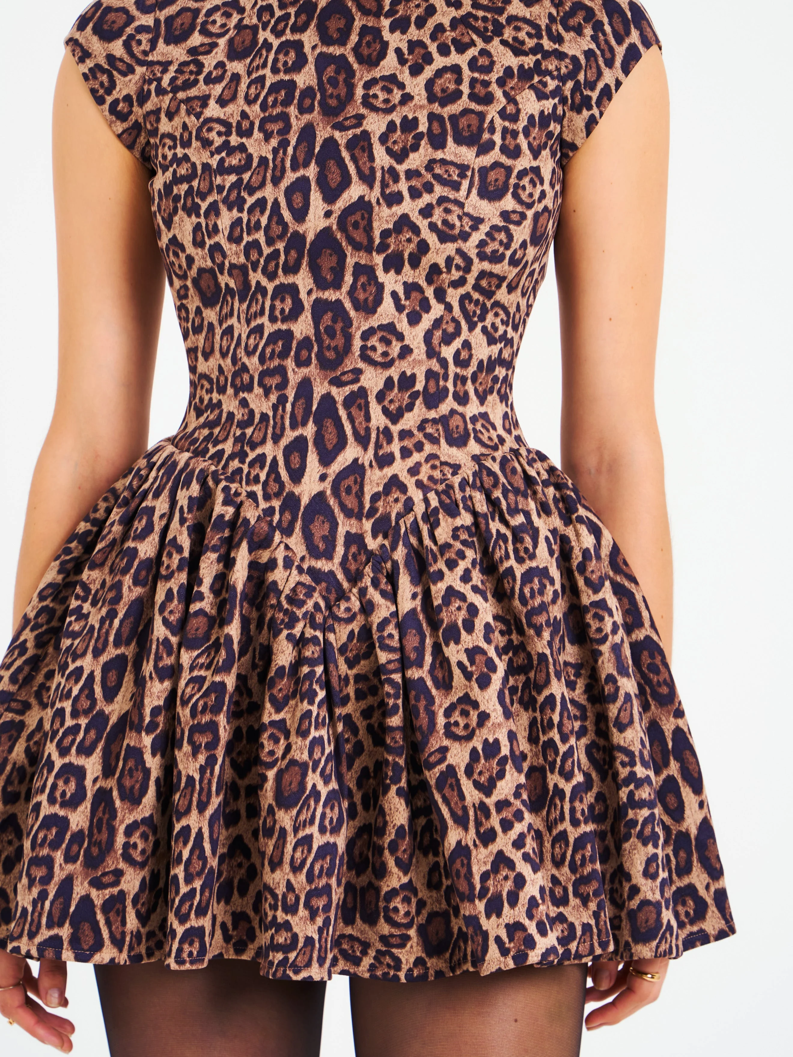 Anfisa Backless Cheetah Print Mini Puffy Dress - Image 6