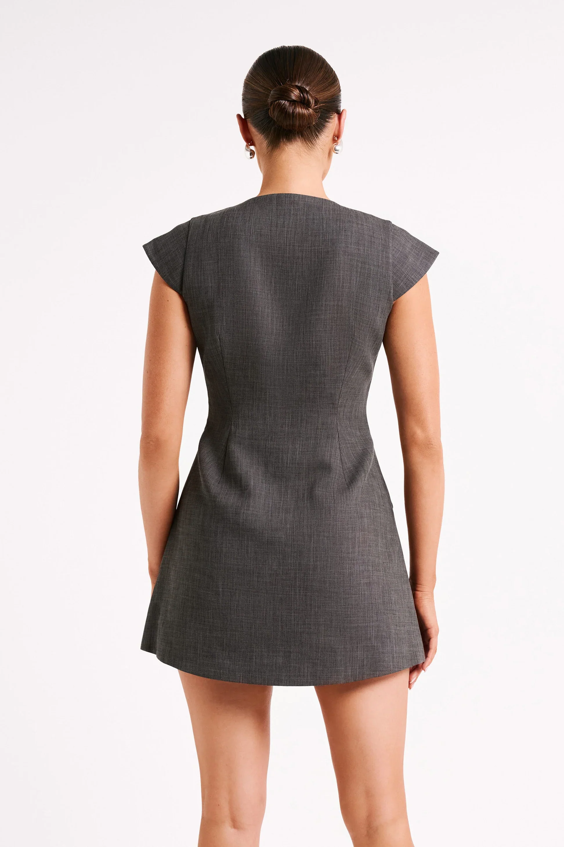 Angelina Textured Sleeveless Blazer Dress in Grey - Image 6