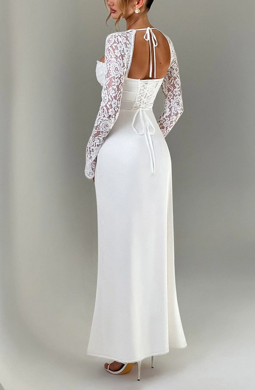 Fahina lace Maxi Dress in Ivory - Image 2