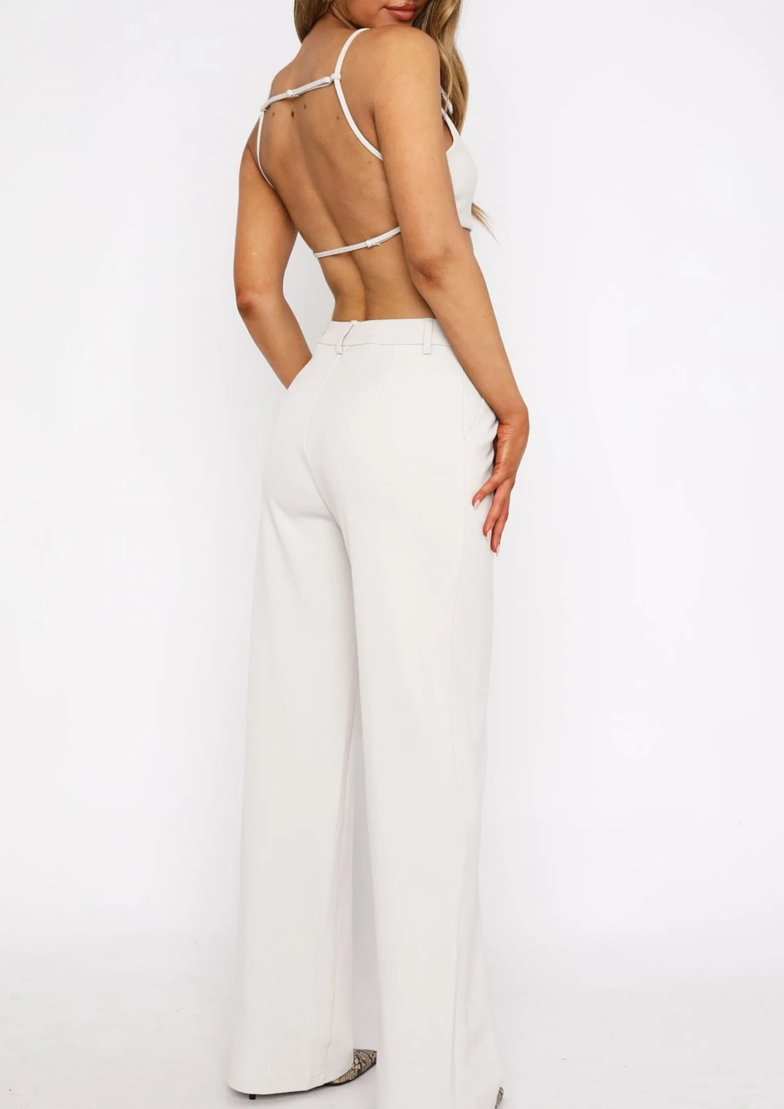 Arabella Wide leg Pants in Cream - Image 3