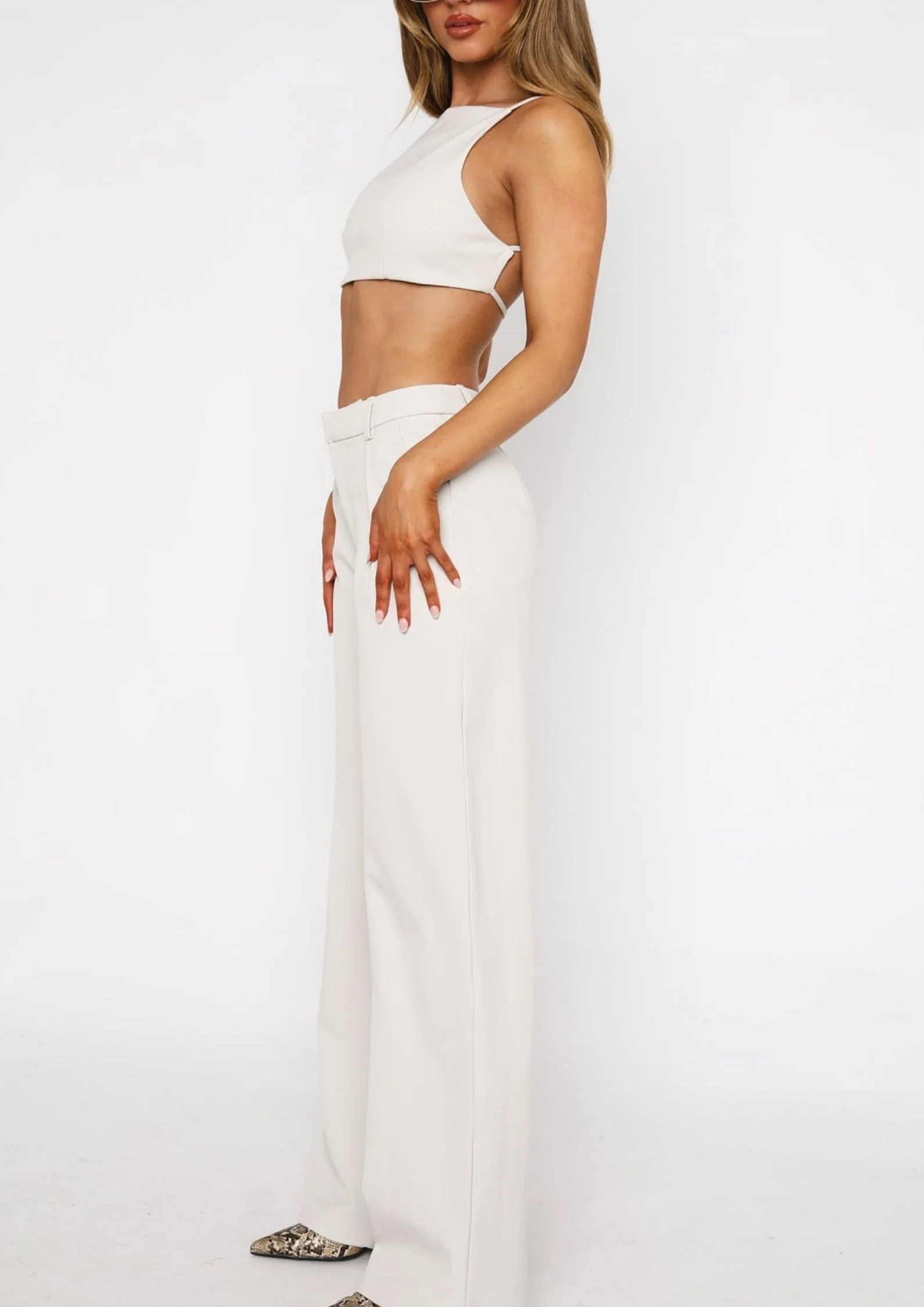 Arabella Wide leg Pants in Cream - Image 4