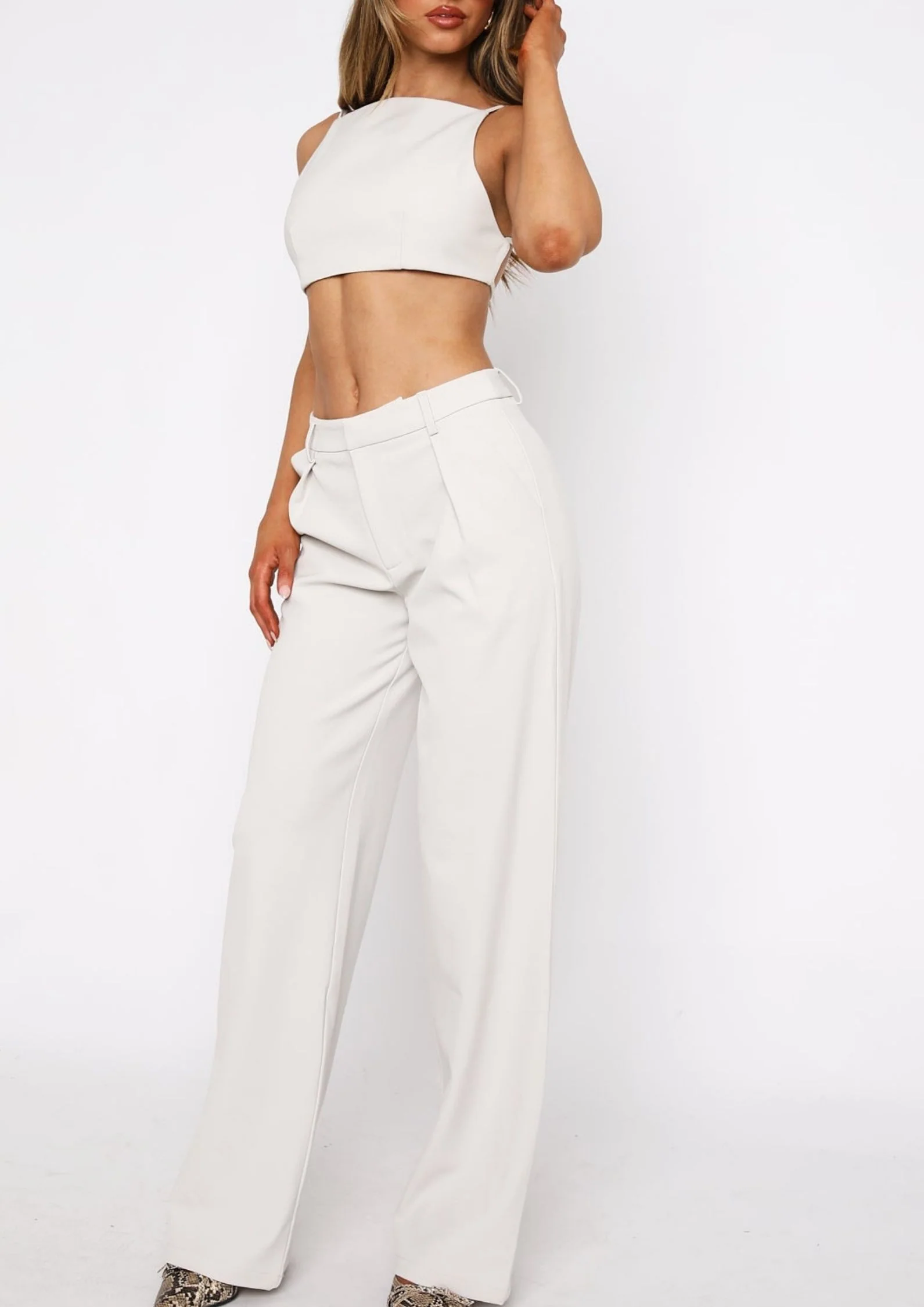 Arabella Wide leg Pants in Cream - Image 5