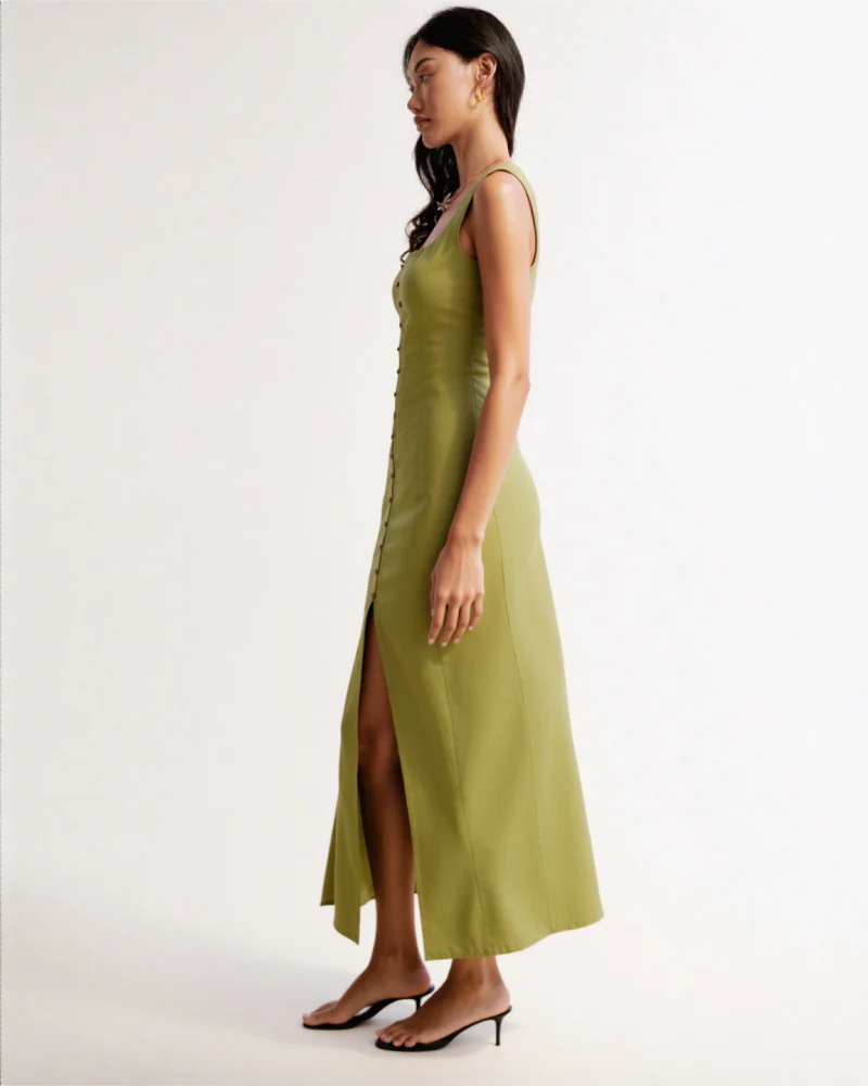Arla LINEN BLEND MIDI DRESS BLACK - Image 6
