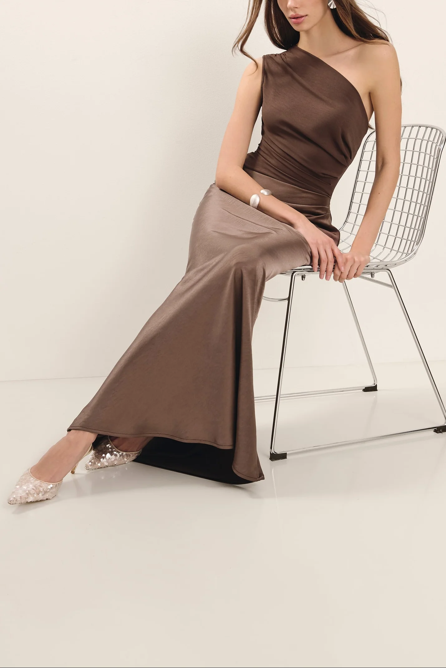 Asya Midnight Blue Satin Maxi Dress - Image 10