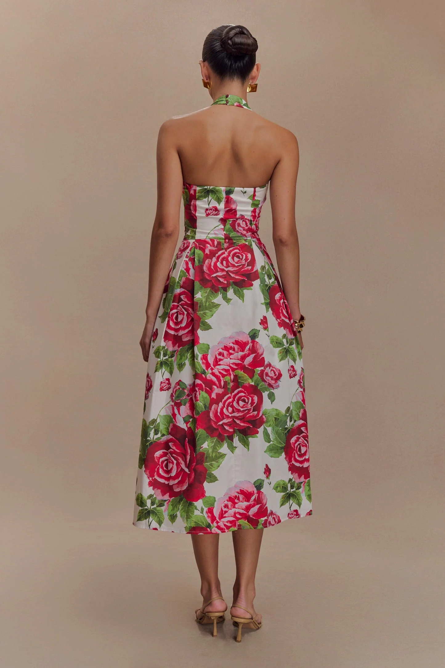 Aulivia Halter Midi Dress in Rose Print - Image 5