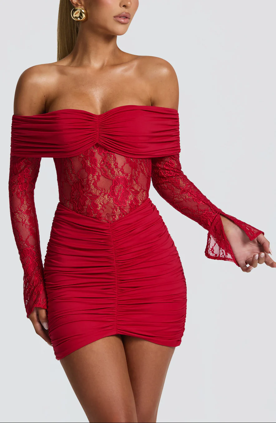 Aurora Lace Mini Dress in BLack - Image 17