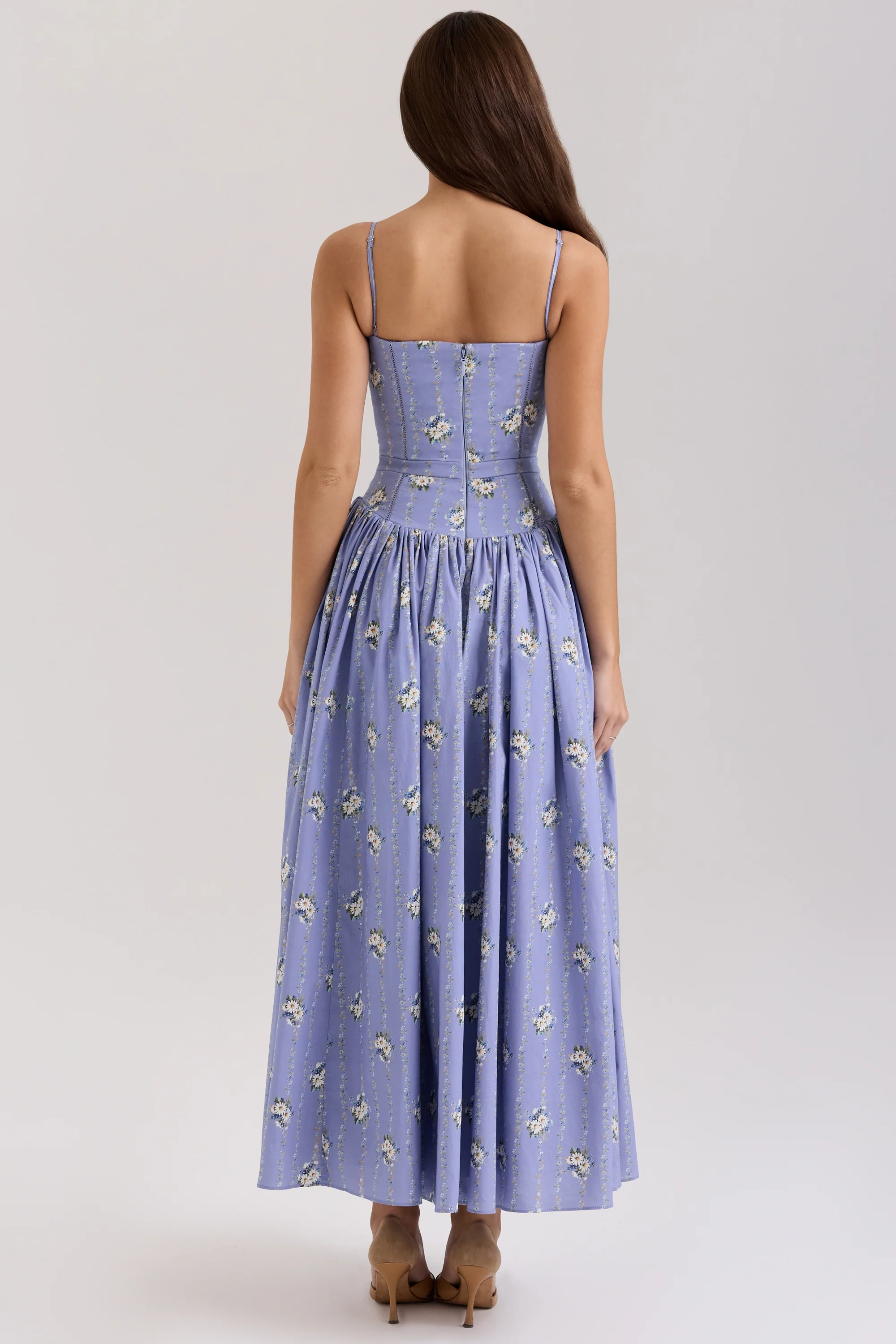 Berta blue daisy cotton maxi dress - Image 4