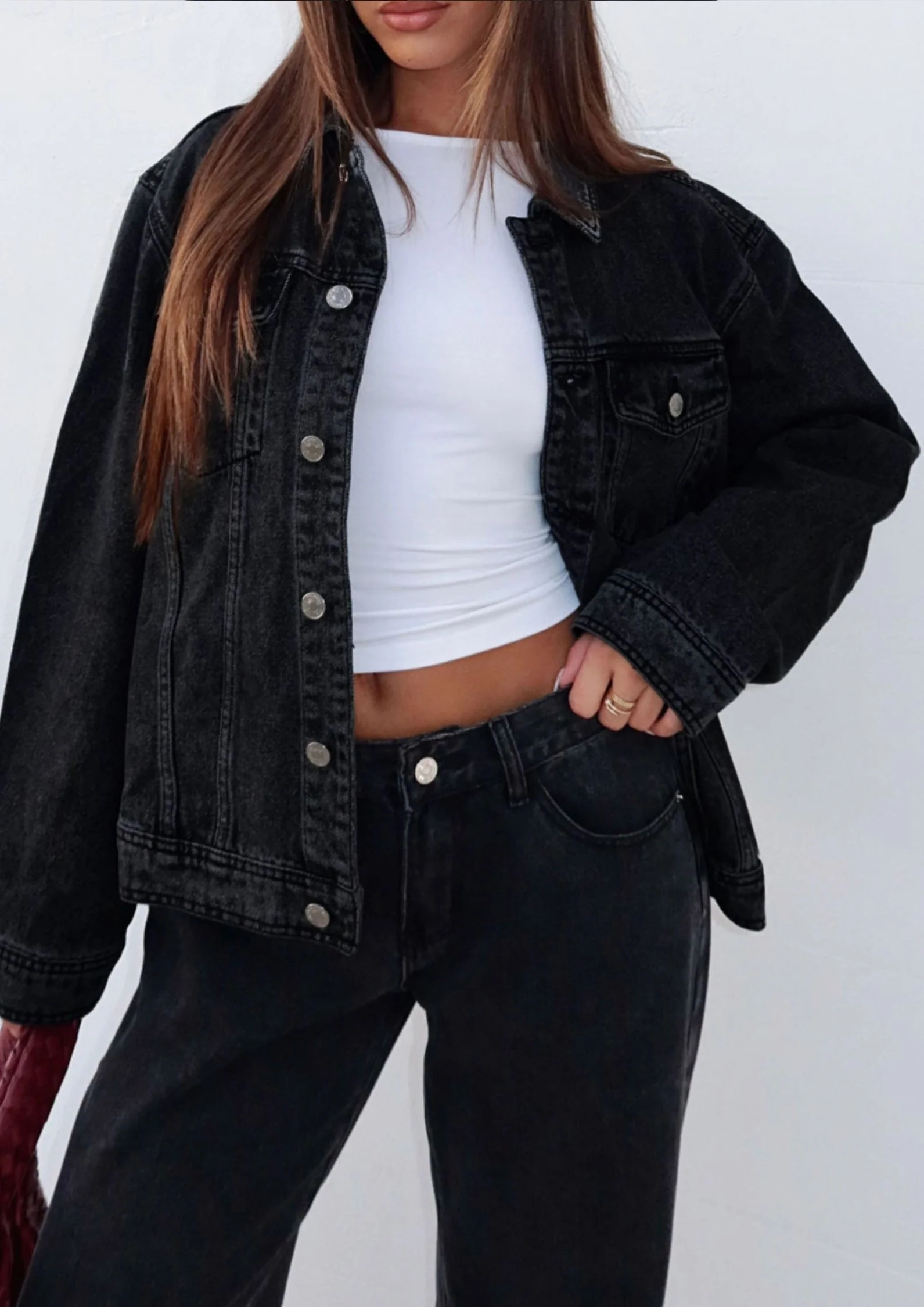 Brielle Denim Jacket Acid Wash in Black - Image 5