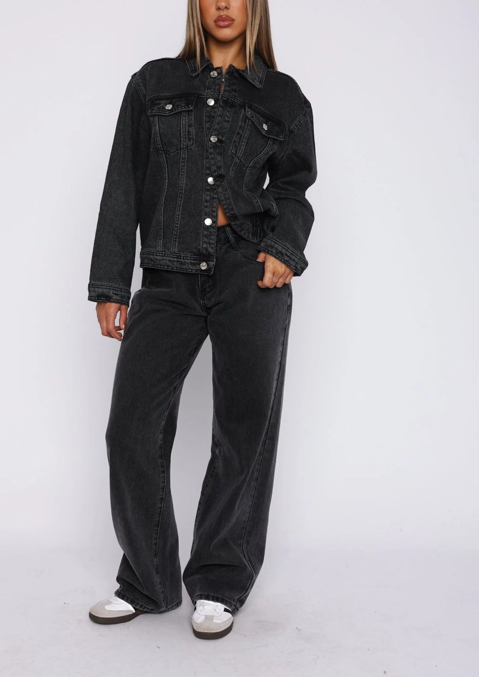 Brielle Denim Jacket Acid Wash in Black - Image 8