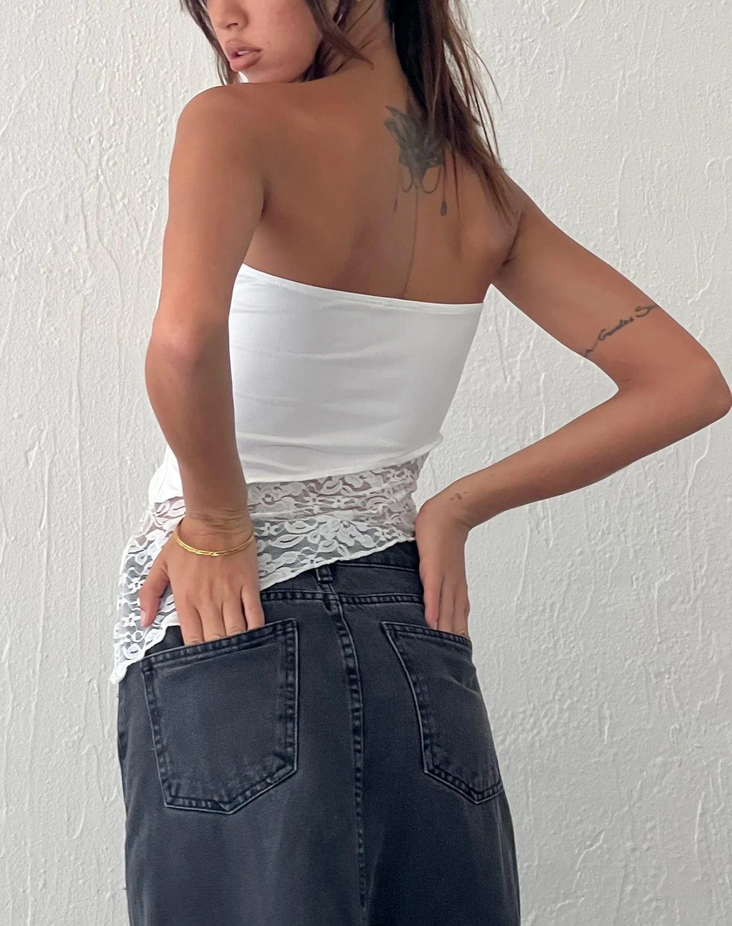 Calista Bandeau Top in White Lace - Image 3