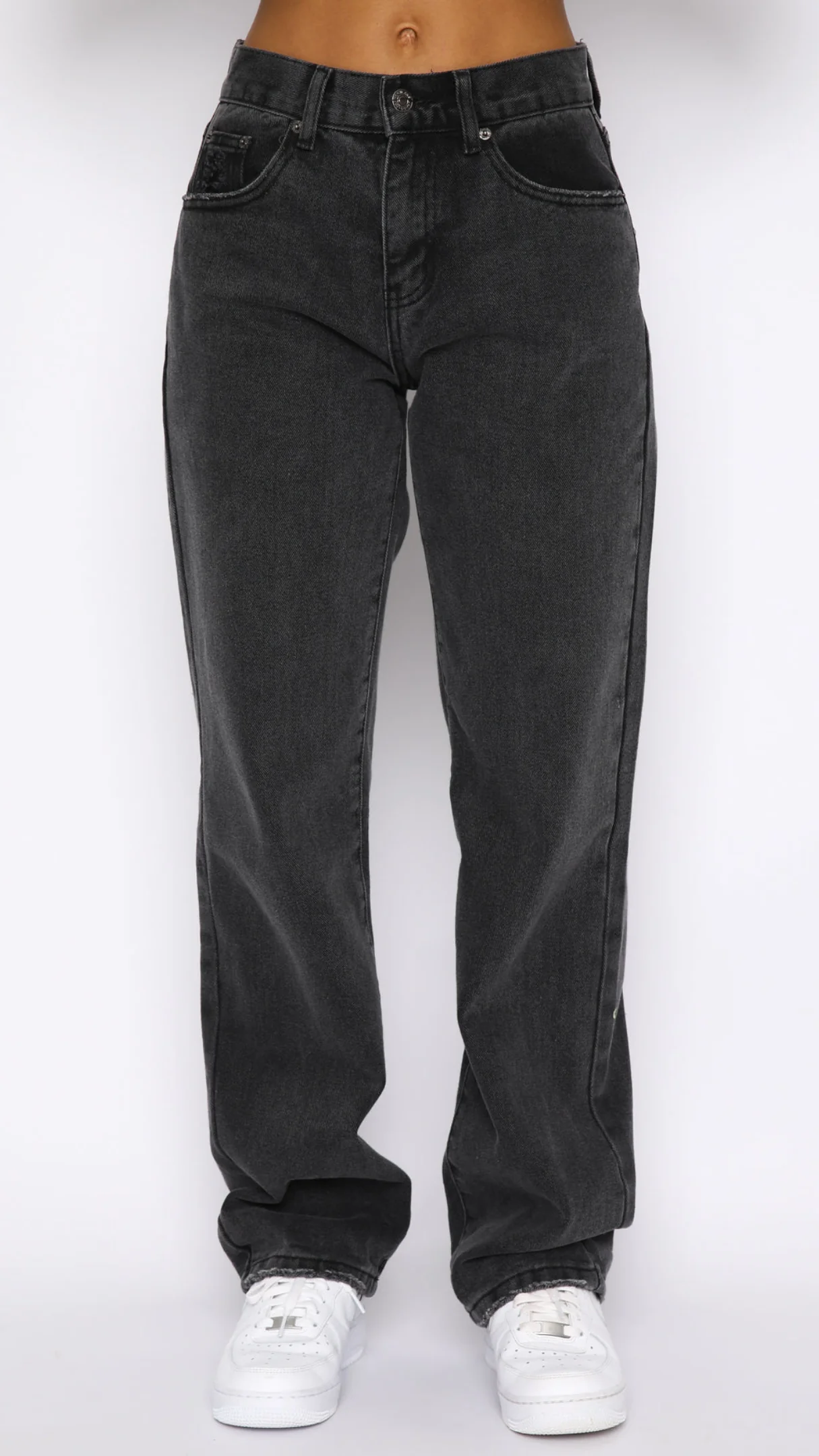 Callista Mid Rise Straight Leg Jeans Acid Black - Image 5