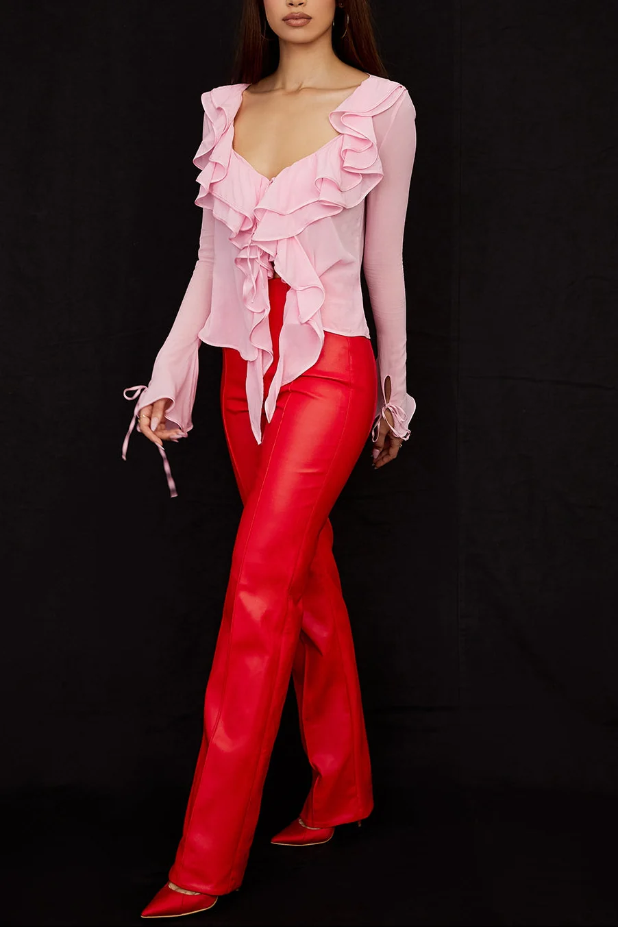 Camila Pink Ruffle Top - Image 4