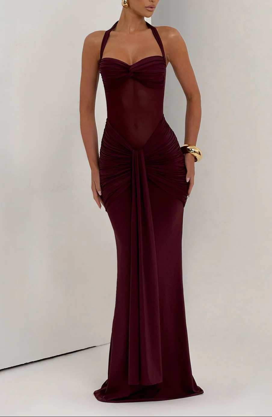 Carla Meshplay Maxi Dress - Cherry Lacquer - Image 5