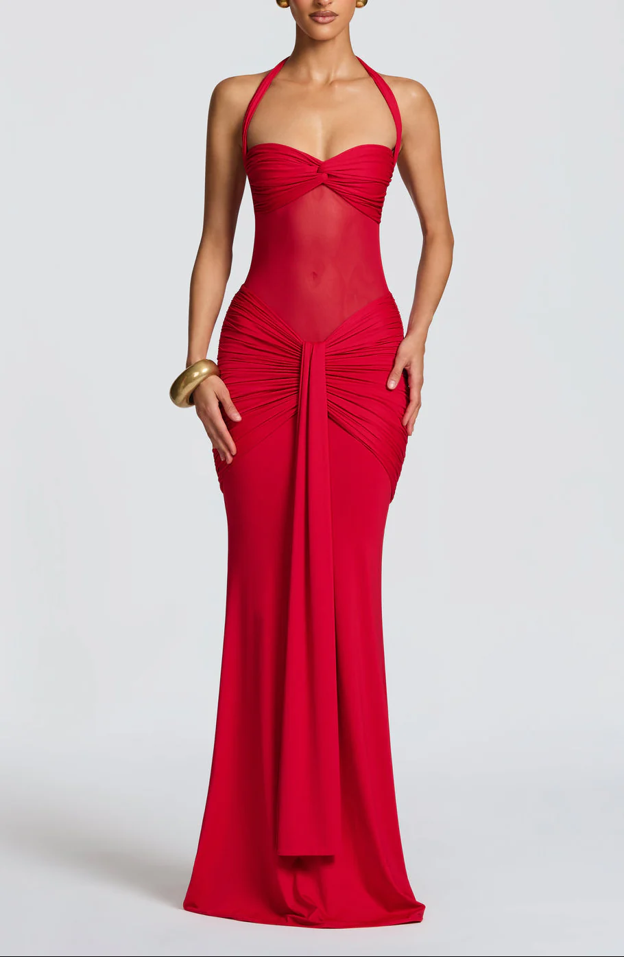 Carla Meshplay Maxi Dress - Cherry Lacquer - Image 8