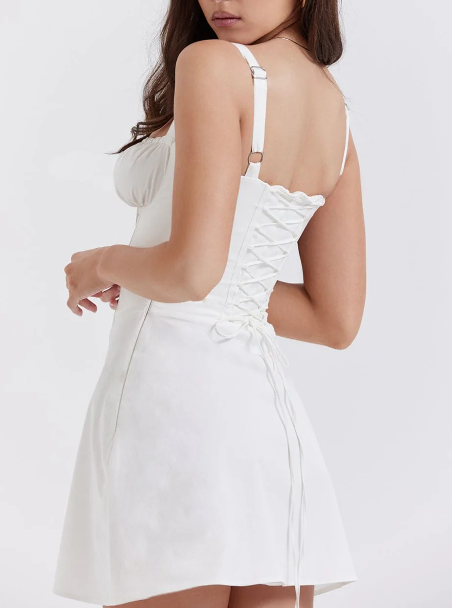 Caroline WHITE CORSET MINI DRESS - Image 2