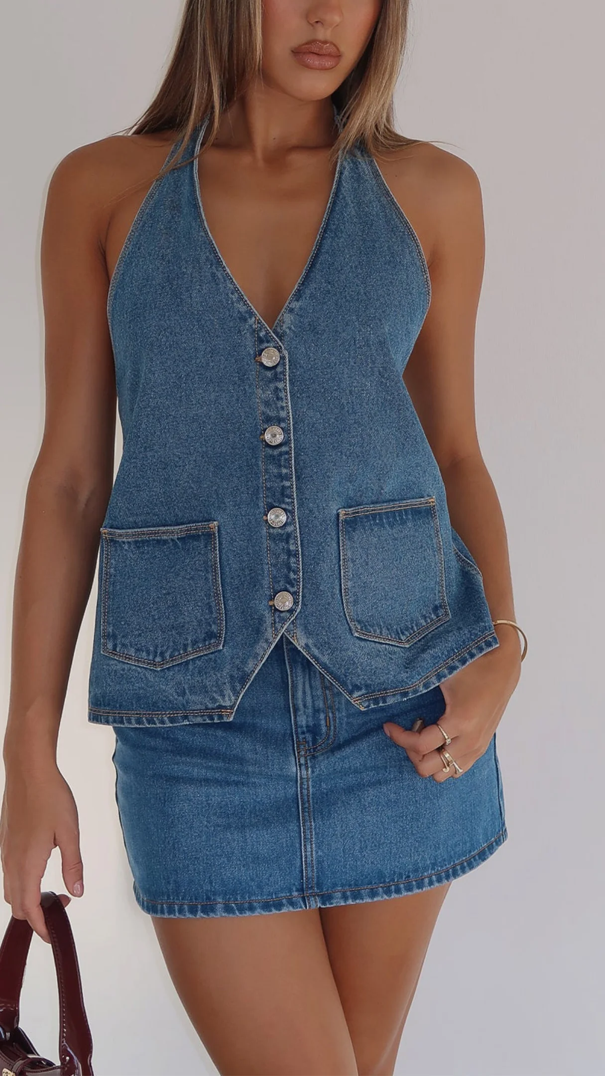 Charlotte Denim Top in White - Image 13