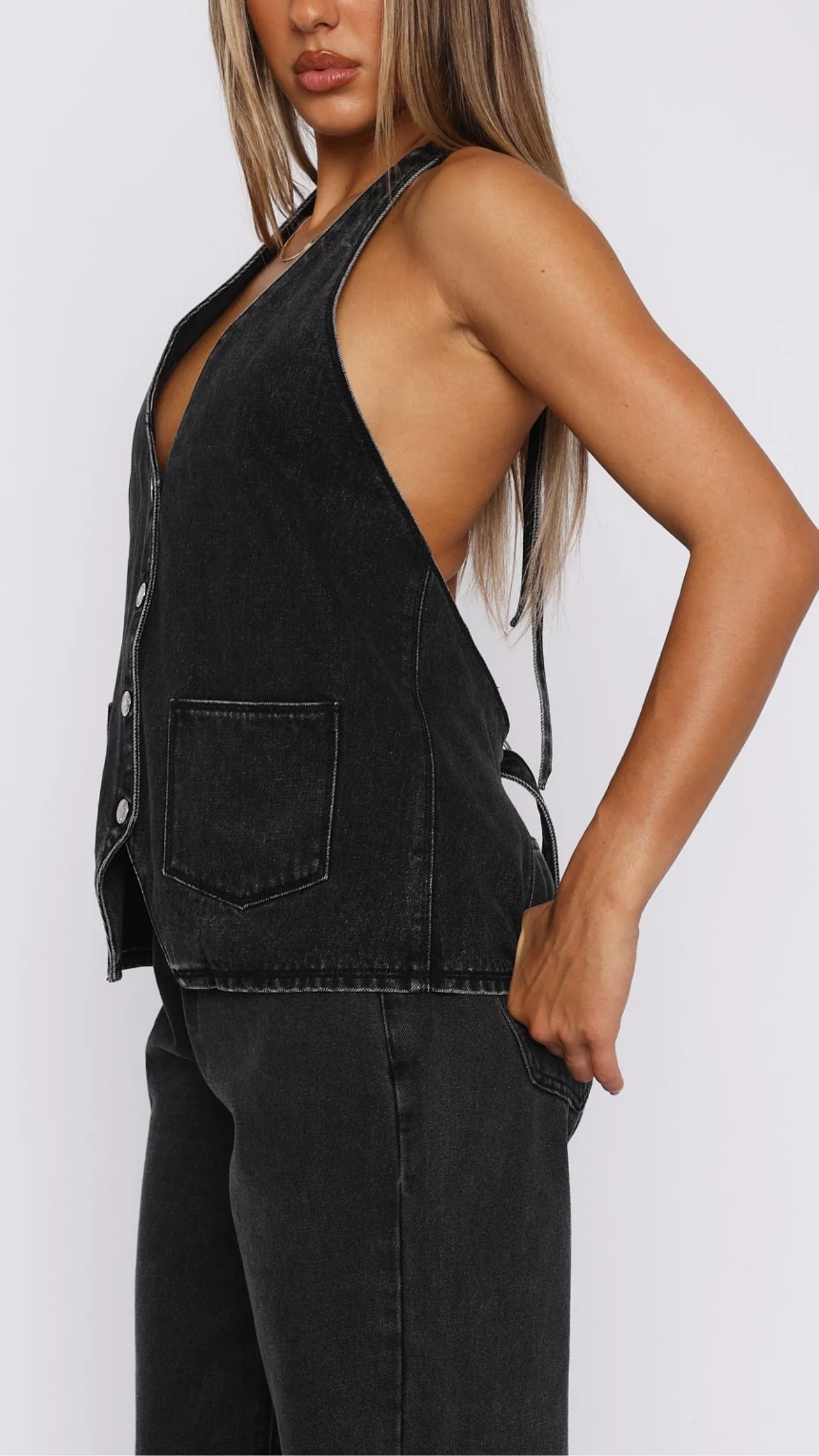 Charlotte Denim Top in White - Image 10