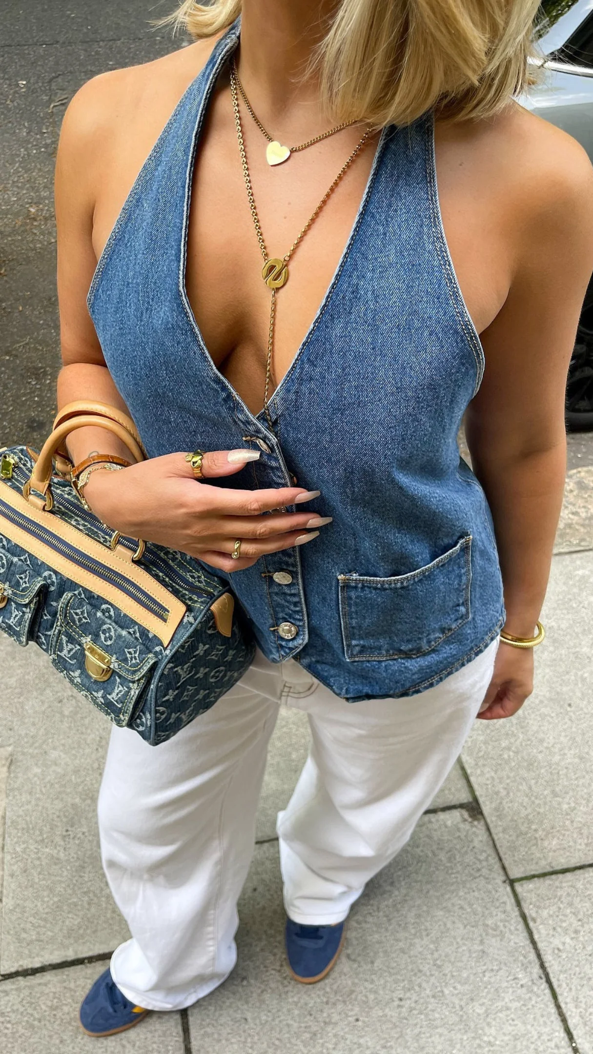 Charlotte Denim Top in White - Image 14