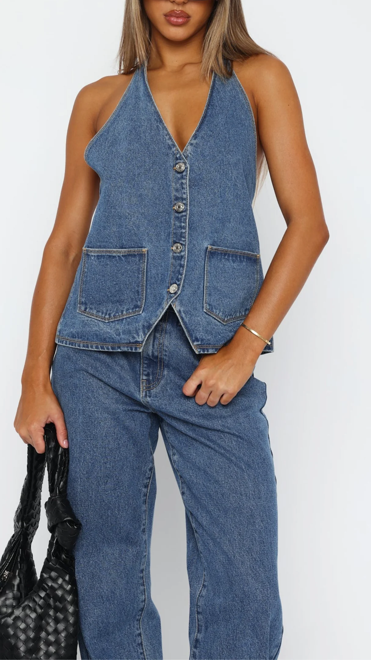Charlotte Denim Top in White - Image 15
