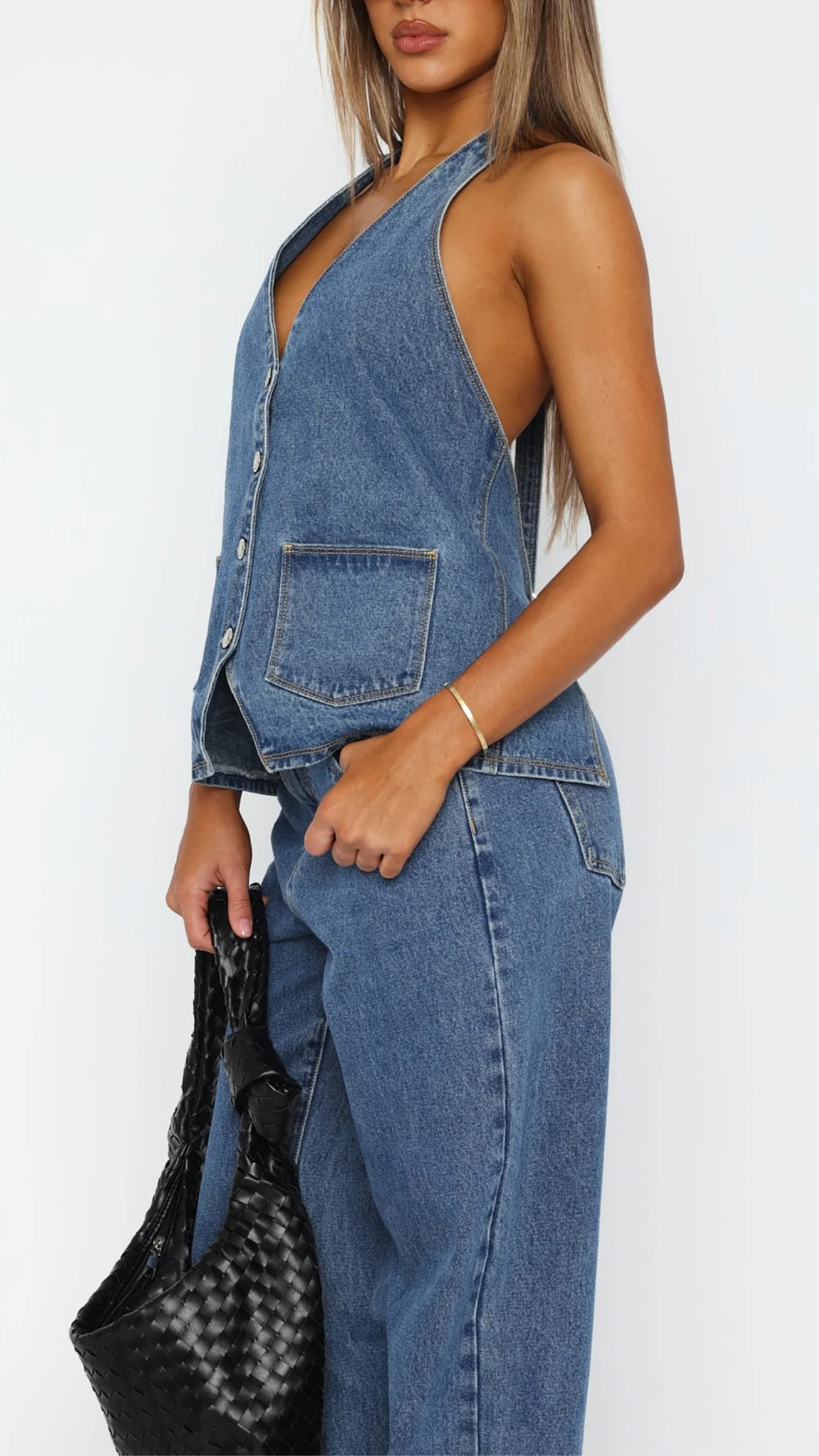 Charlotte Denim Top in White - Image 17