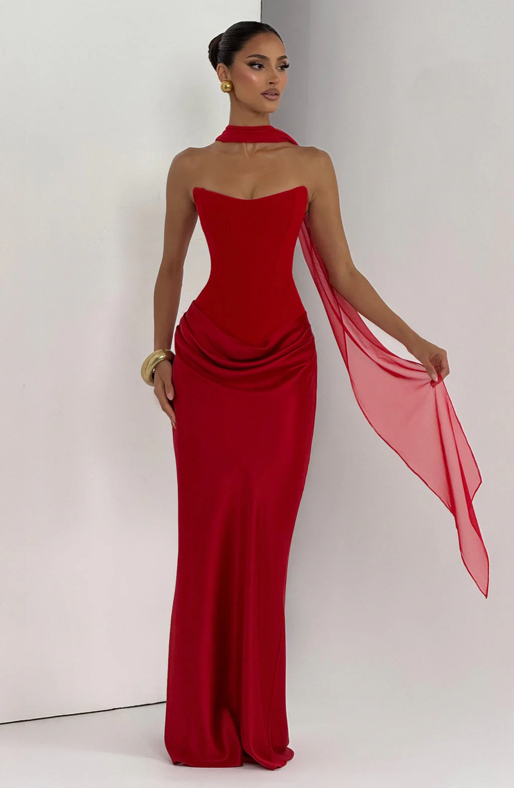 Cheri Cheri Lady Satin Draped Maxi Dress - Image 4